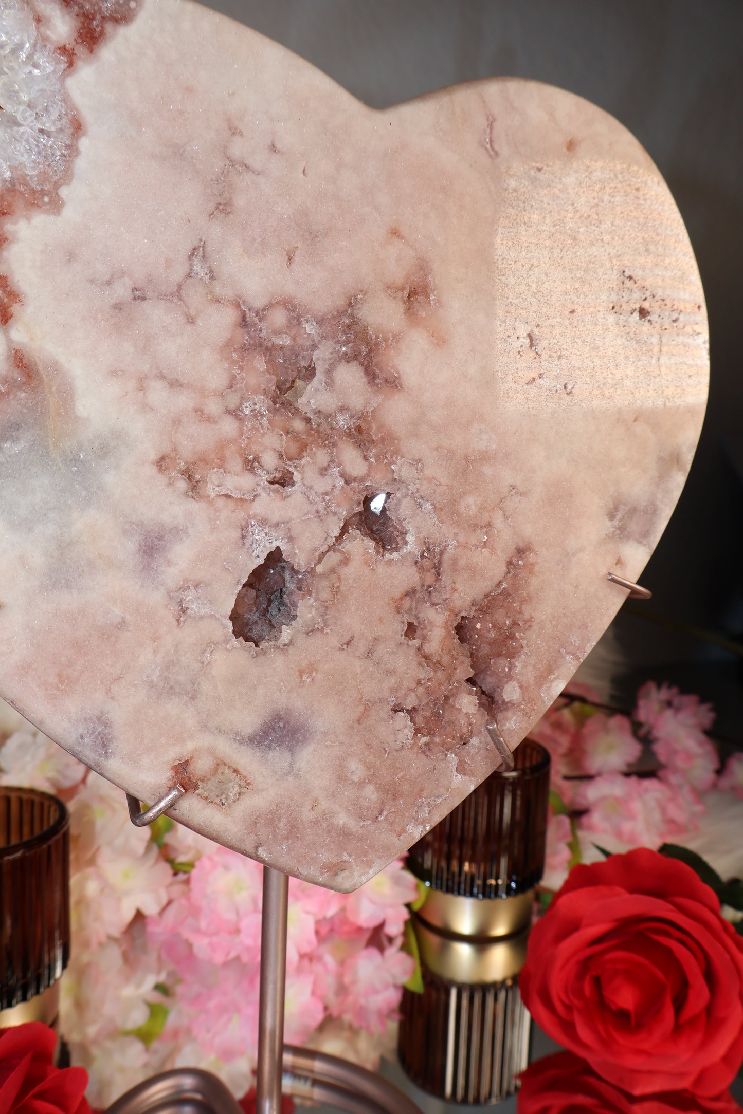 XXL Pink Amethyst Herz auf Ständer | PAH15