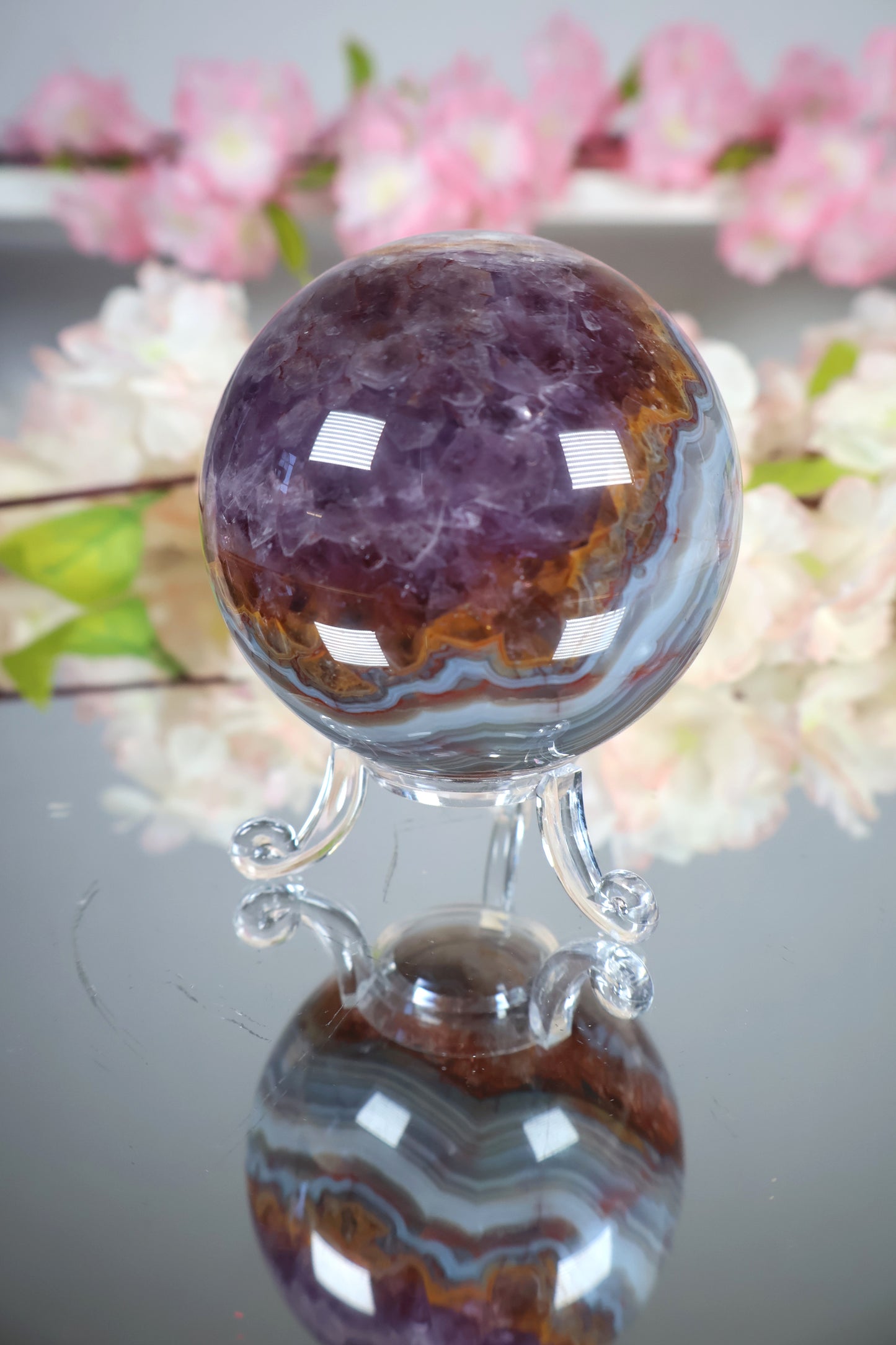 Amethyst Lace Achat Kugel | AK16