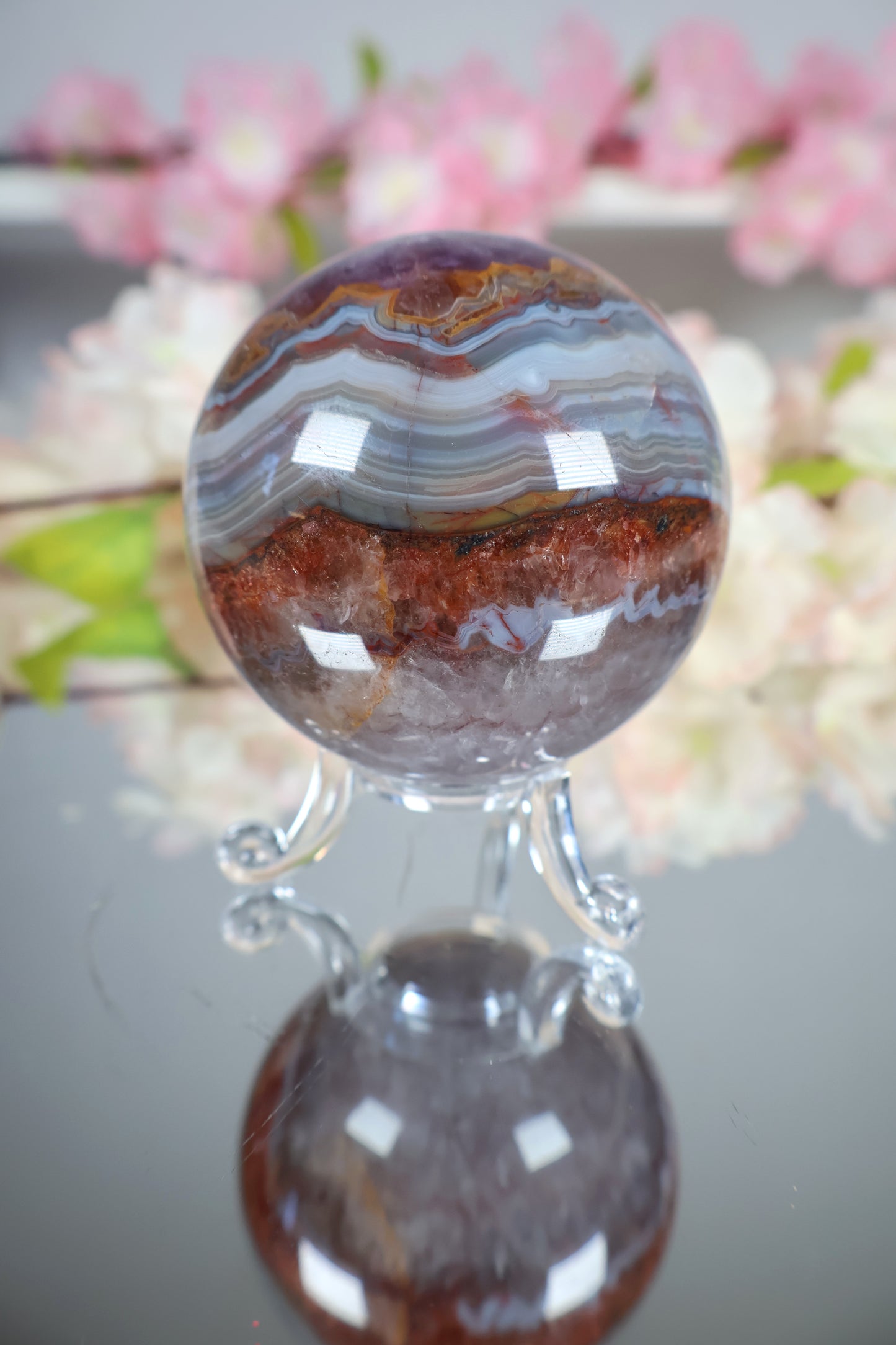 Amethyst Lace Achat Kugel | AK16