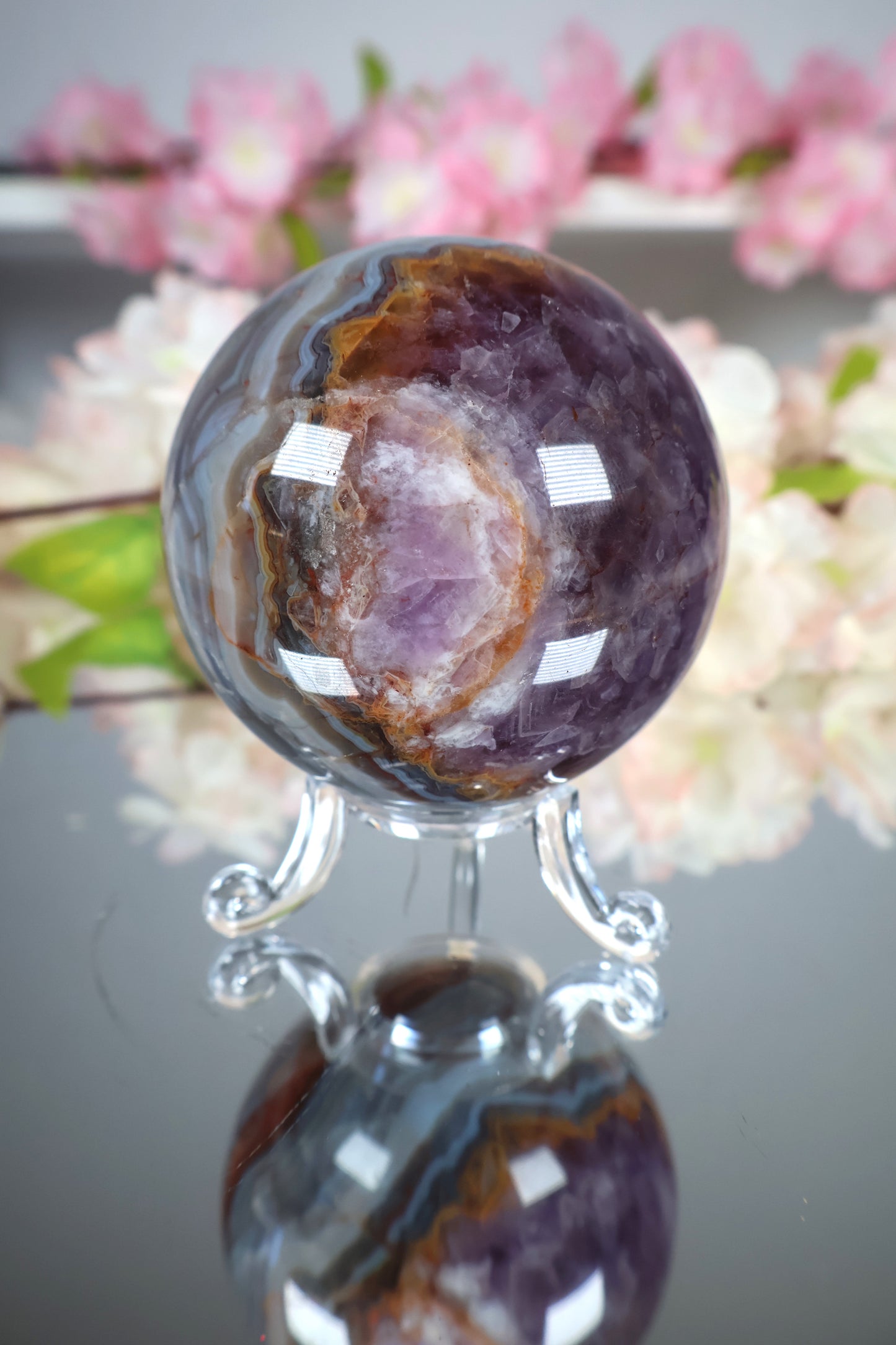 Amethyst Lace Achat Kugel | AK16