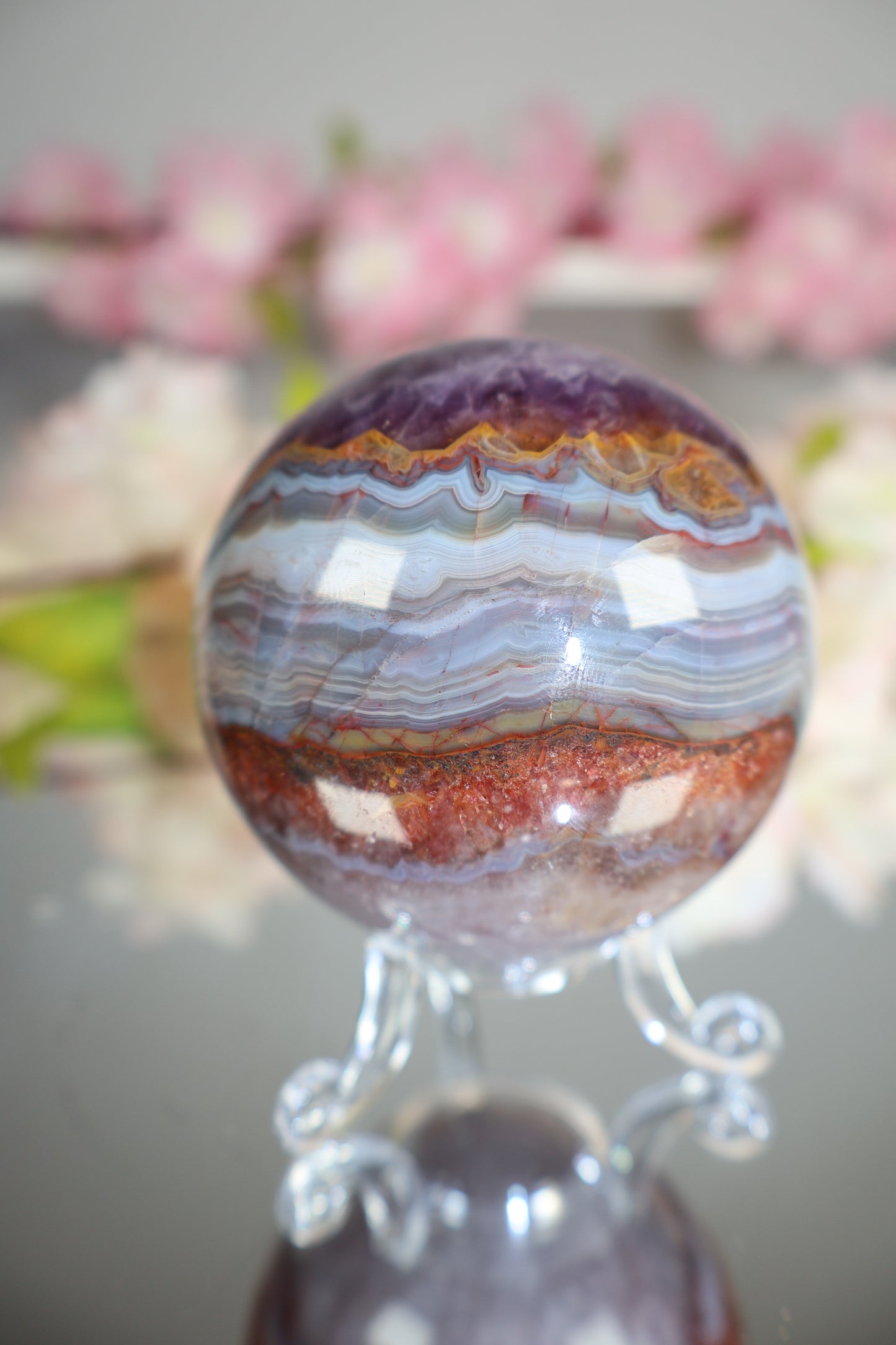 Amethyst Lace Achat Kugel | AK16
