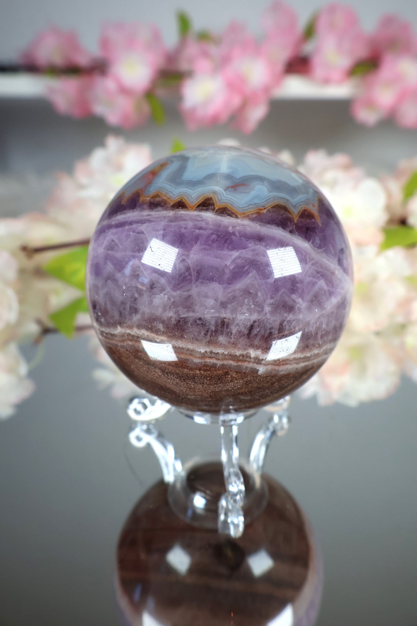 Amethyst Lace Achat Kugel | AK18