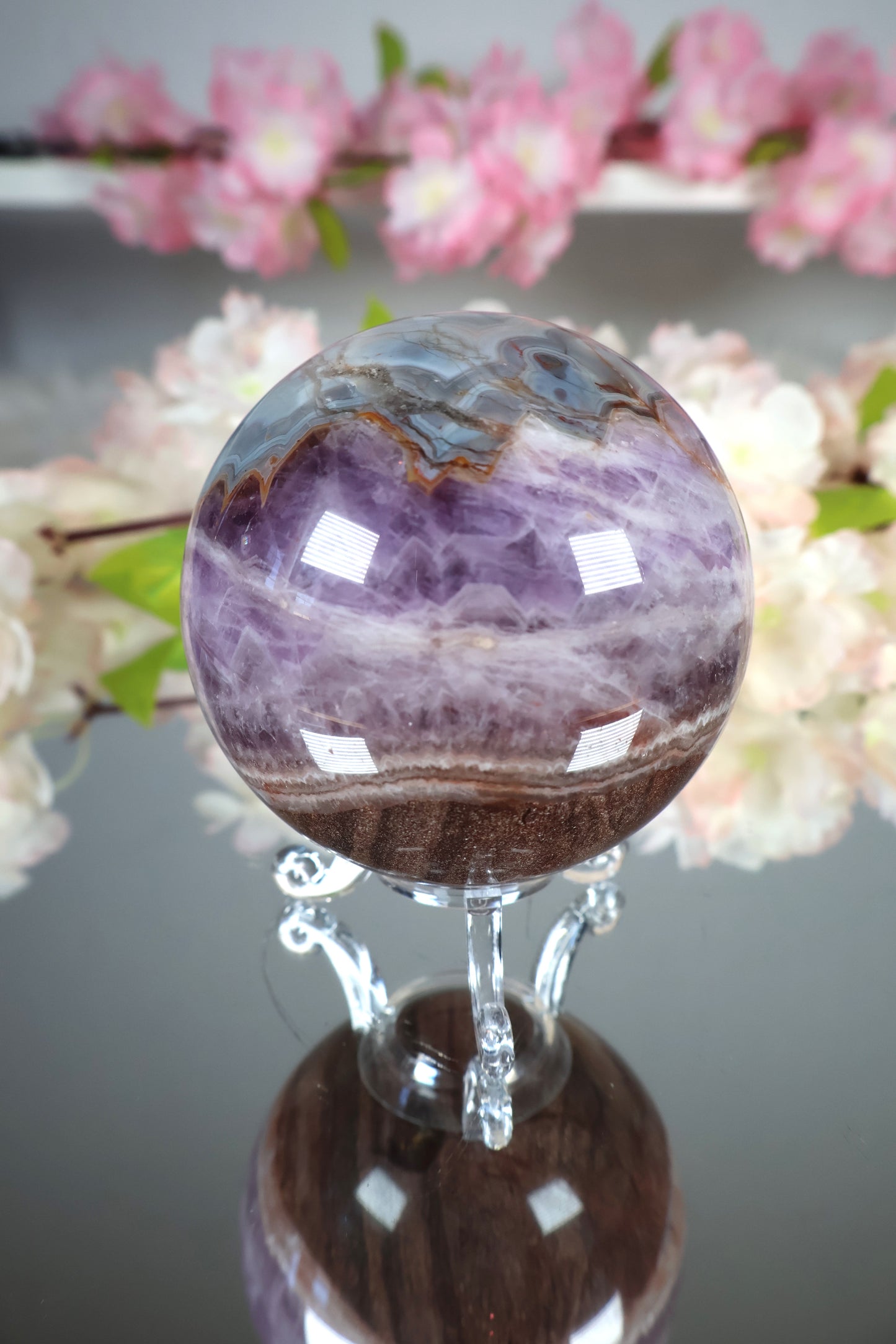 Amethyst Lace Achat Kugel | AK18