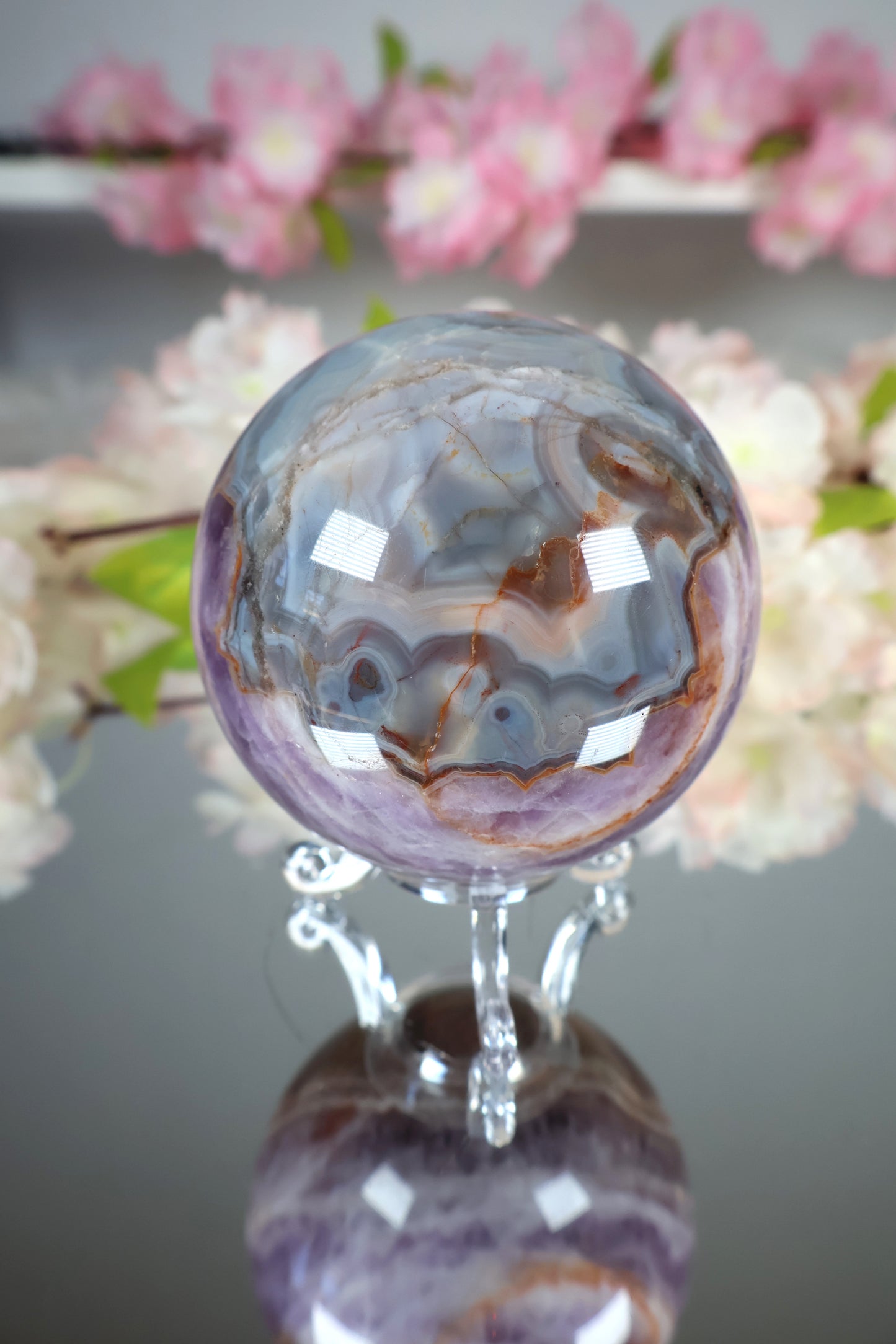 Amethyst Lace Achat Kugel | AK18