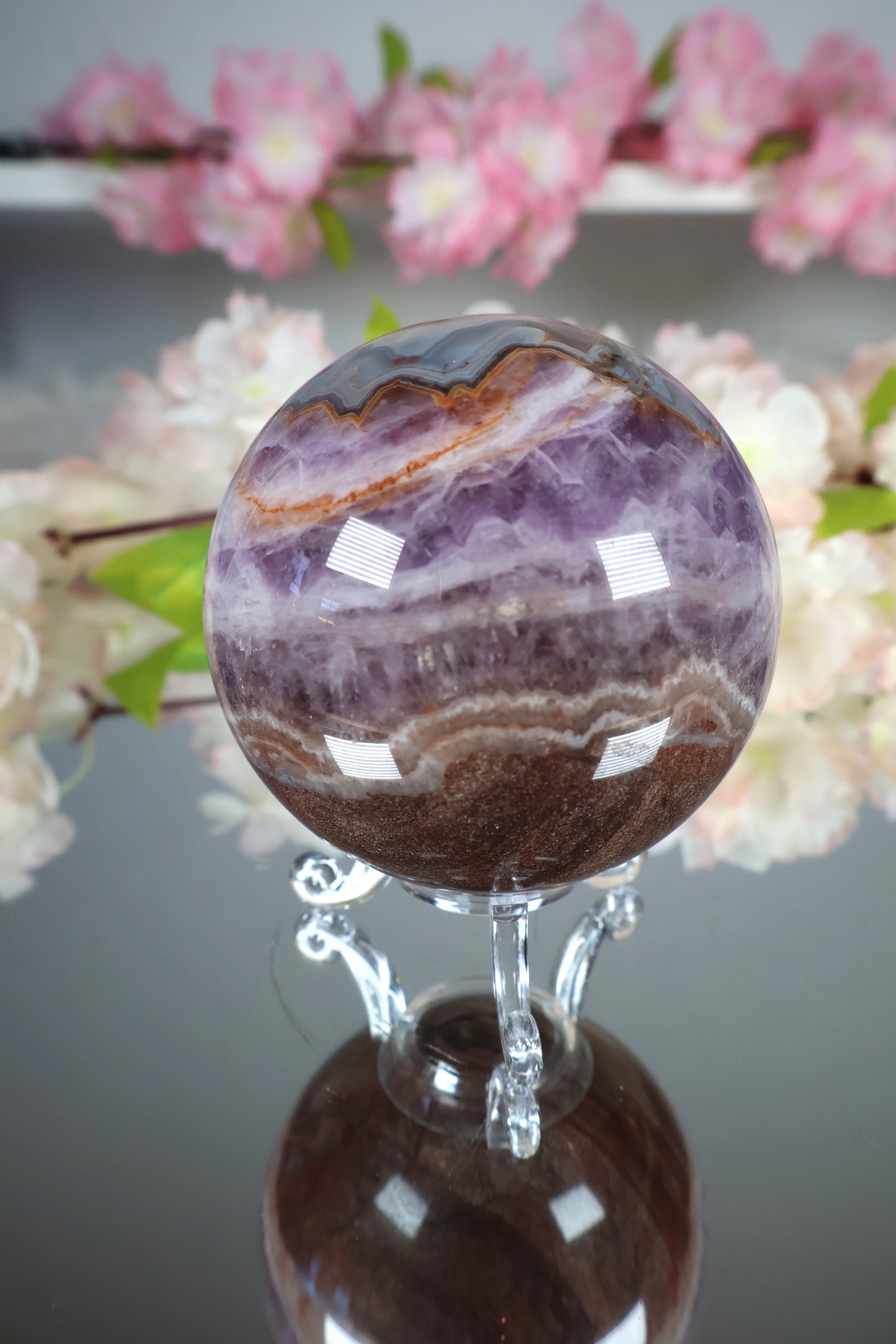 Amethyst Lace Achat Kugel | AK18