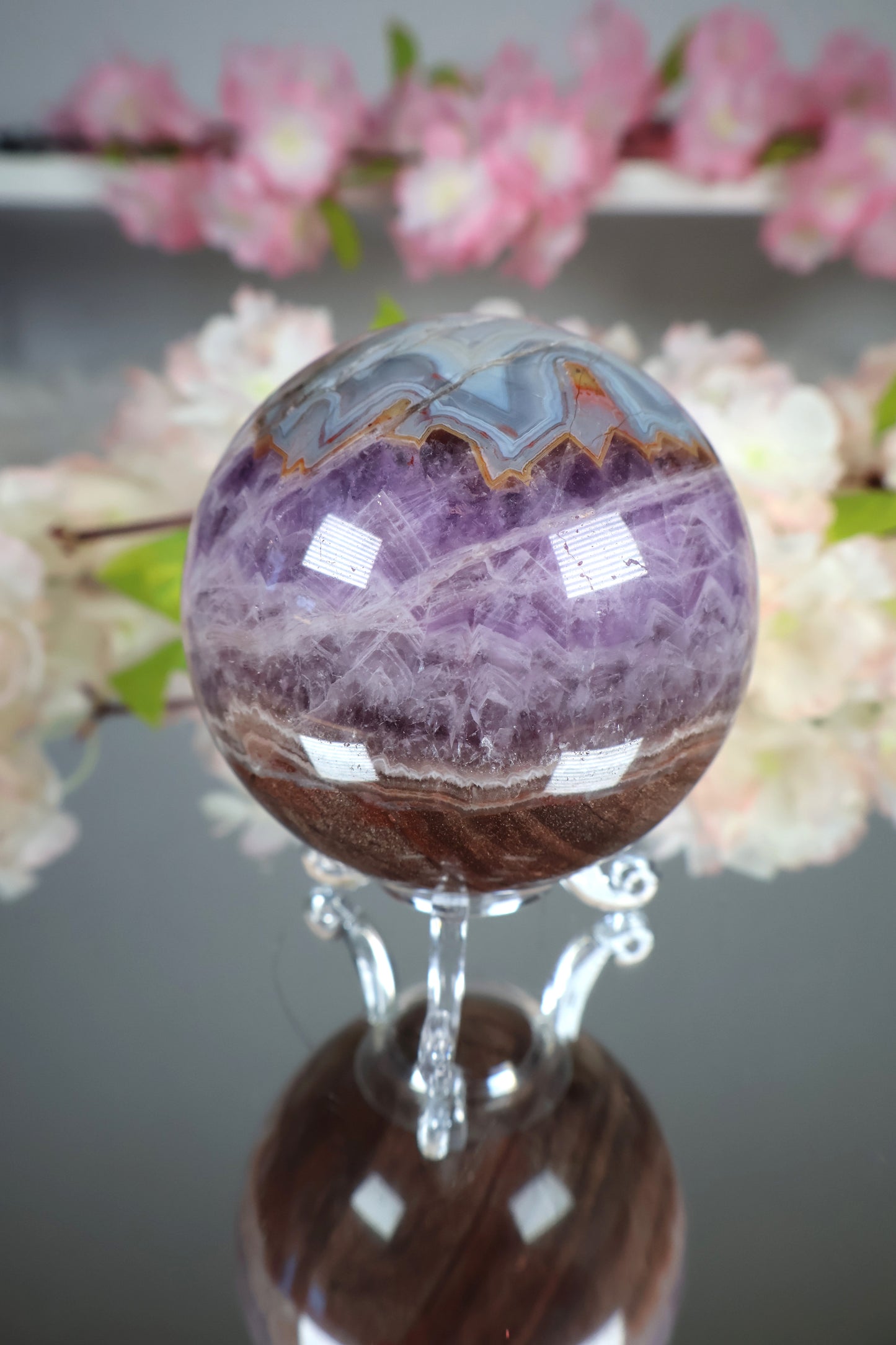 Amethyst Lace Achat Kugel | AK18