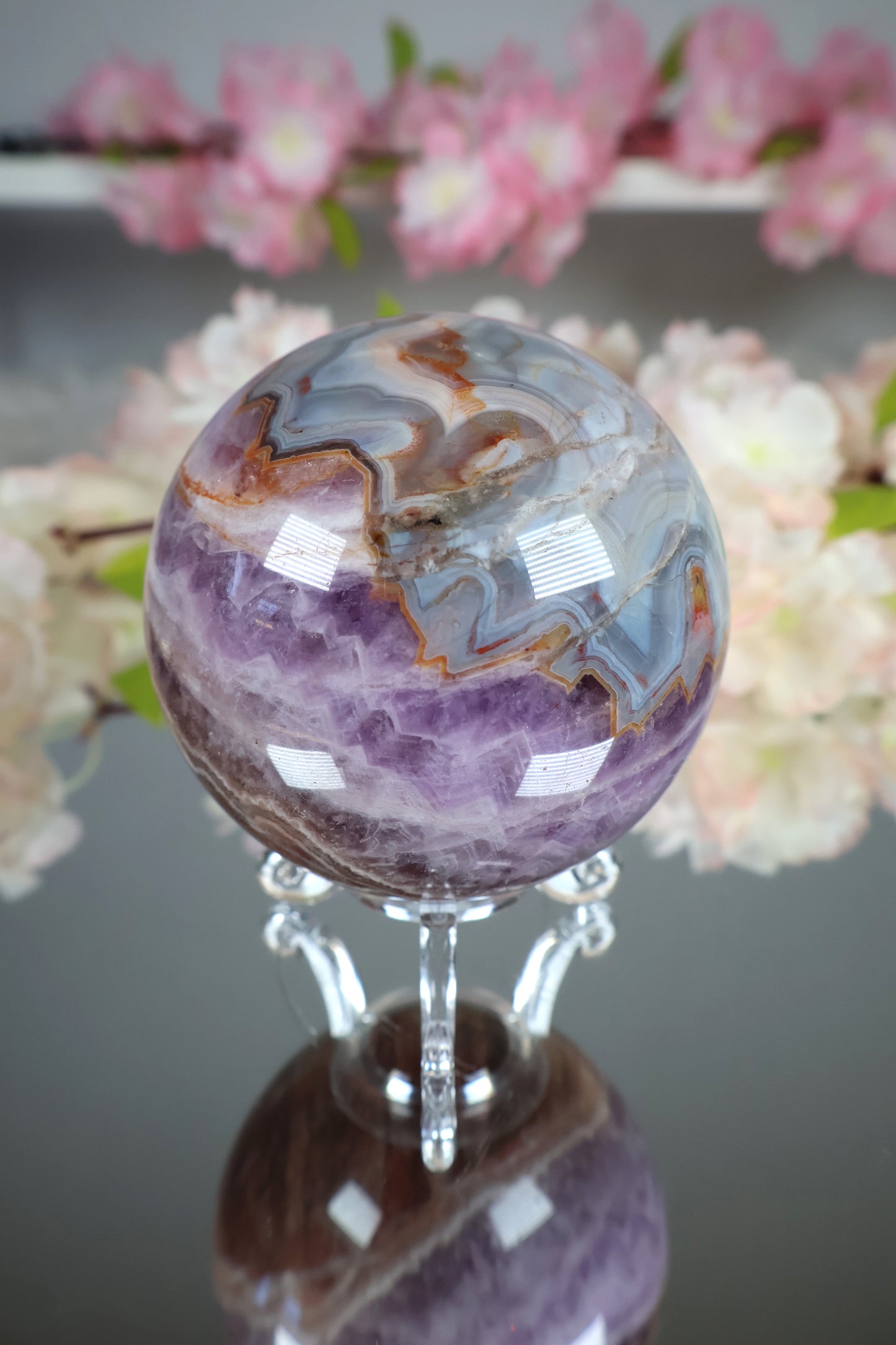 Amethyst Lace Achat Kugel | AK18