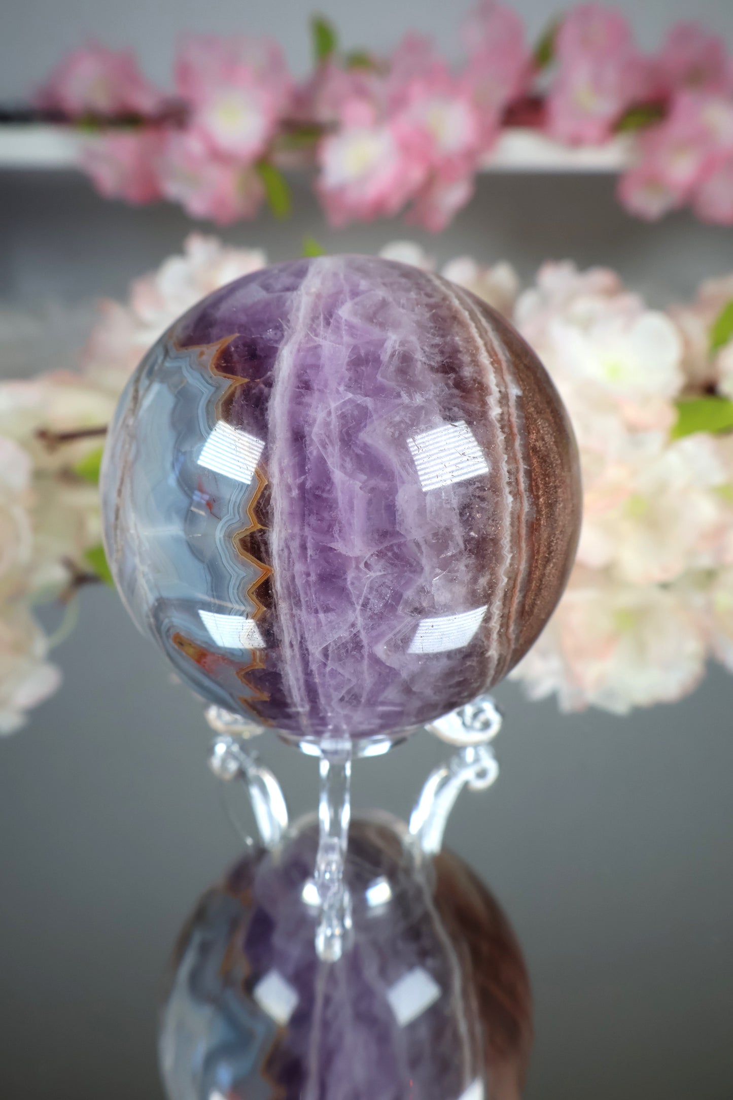 Amethyst Lace Achat Kugel | AK18