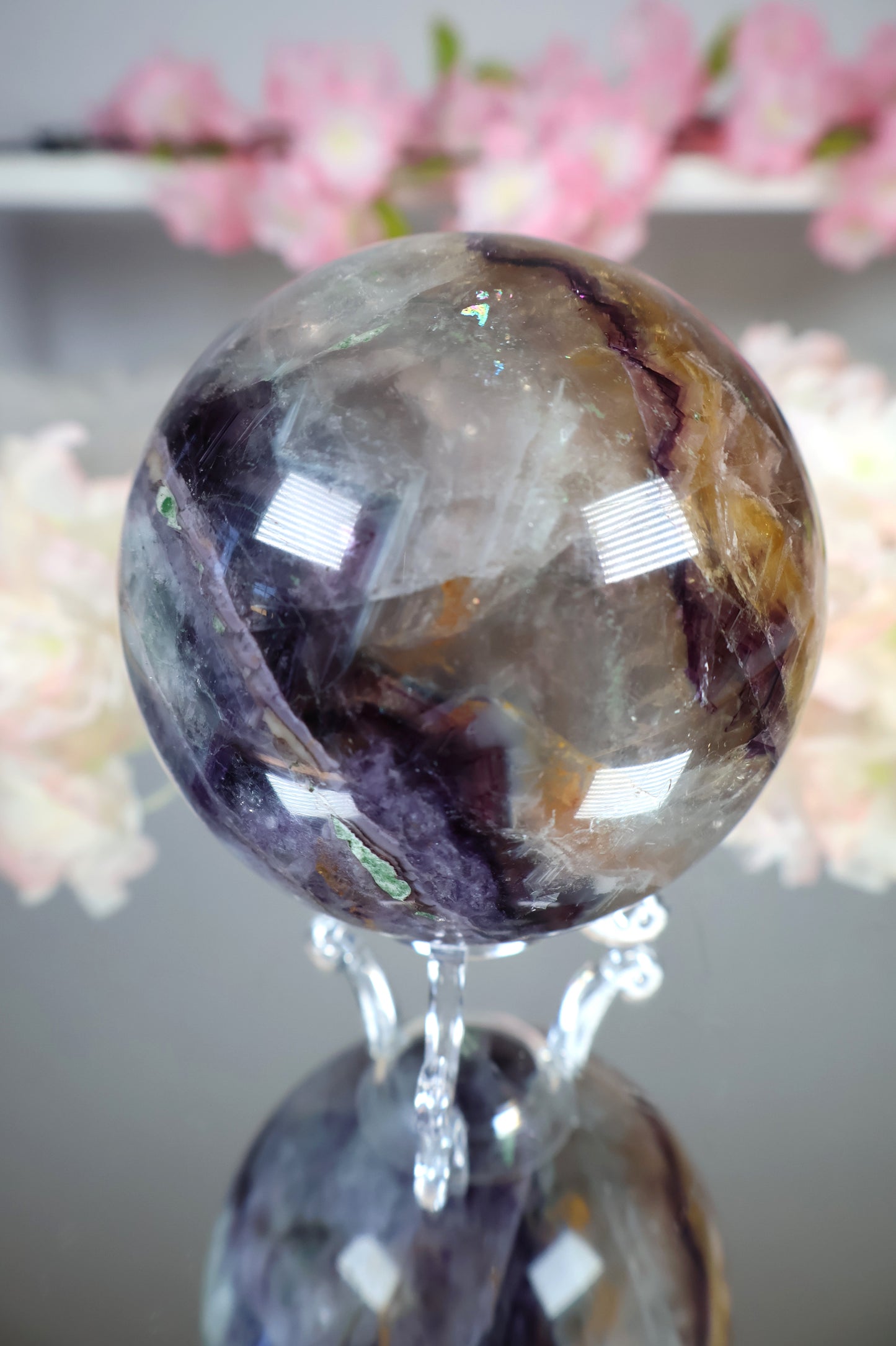 Regenbogen Fluorit Kugel mit Mica | FK3