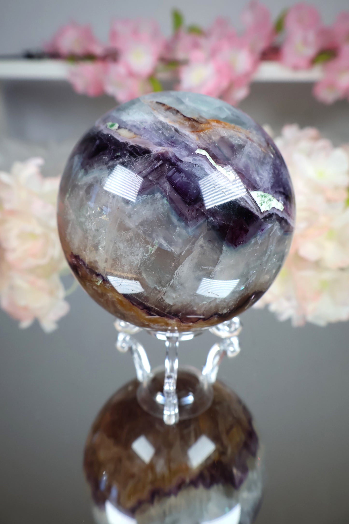 Regenbogen Fluorit Kugel mit Mica | FK3