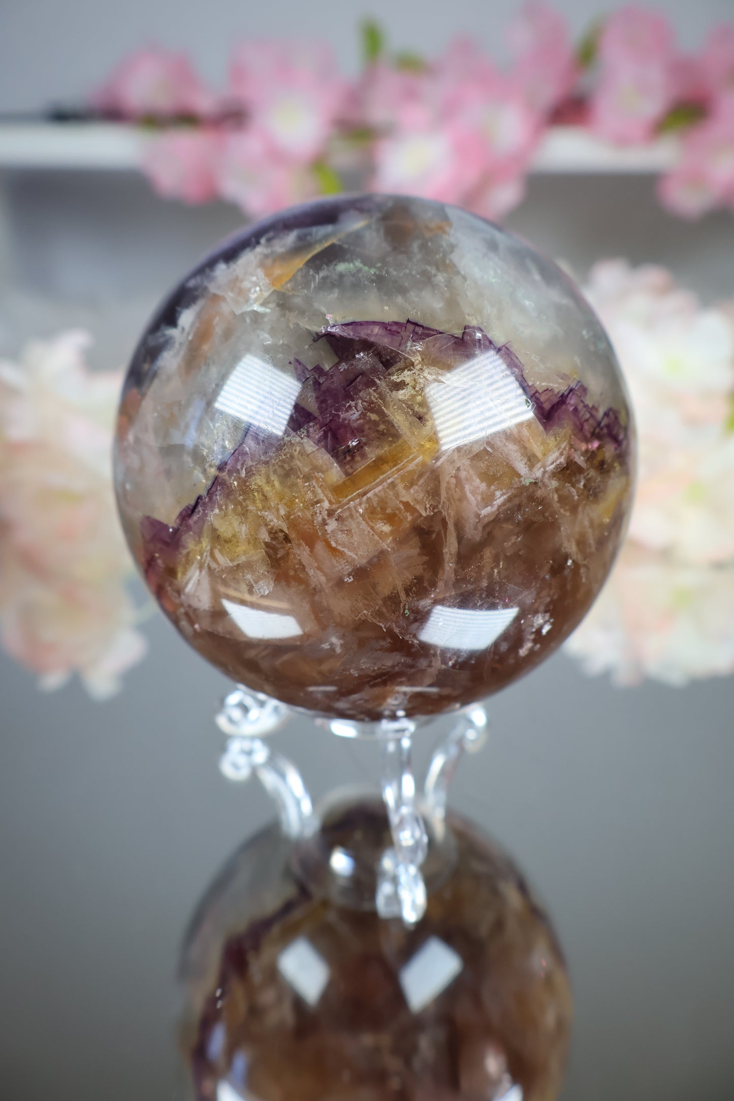 Regenbogen Fluorit Kugel mit Mica | FK3