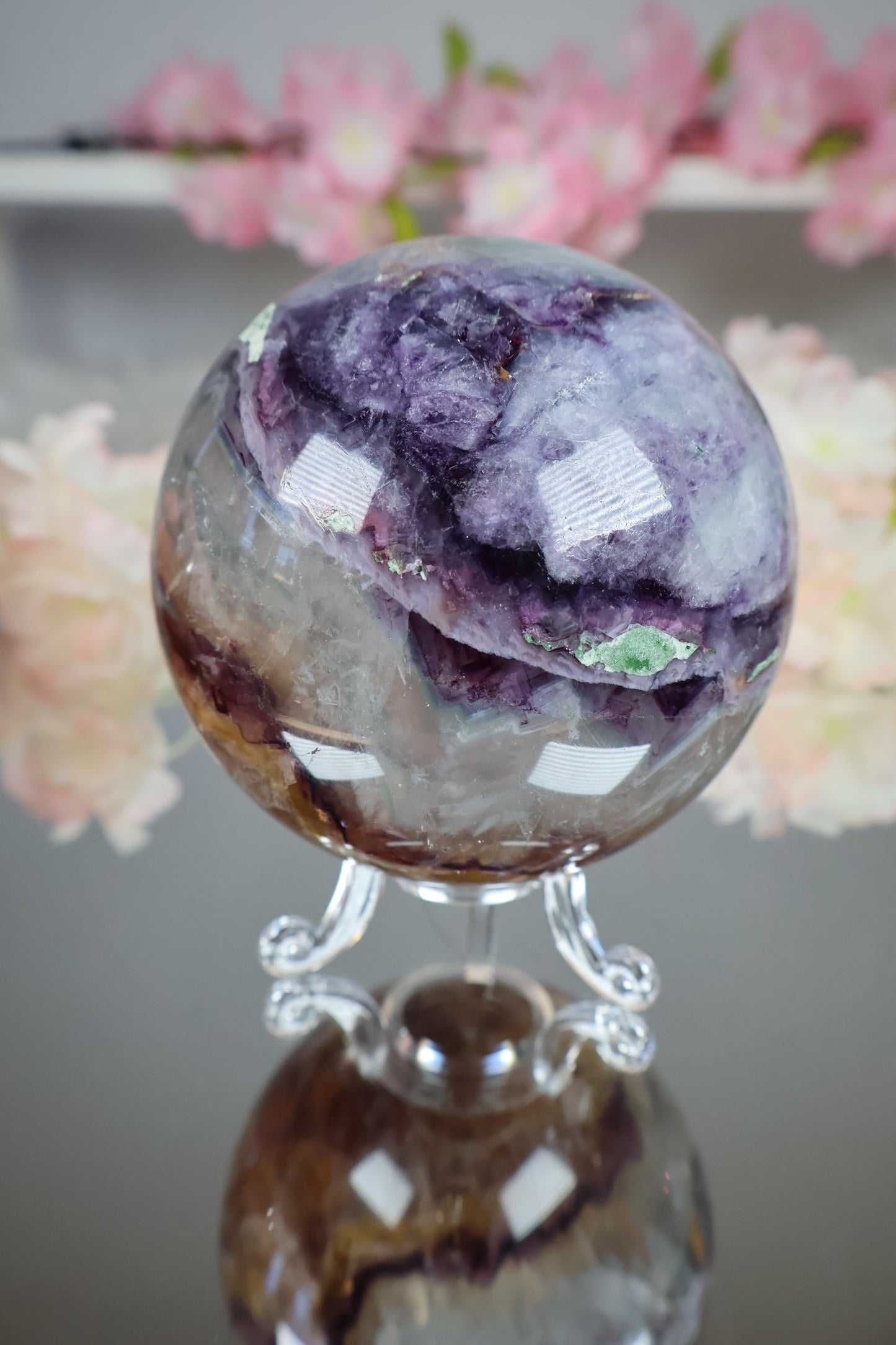 Regenbogen Fluorit Kugel mit Mica | FK3