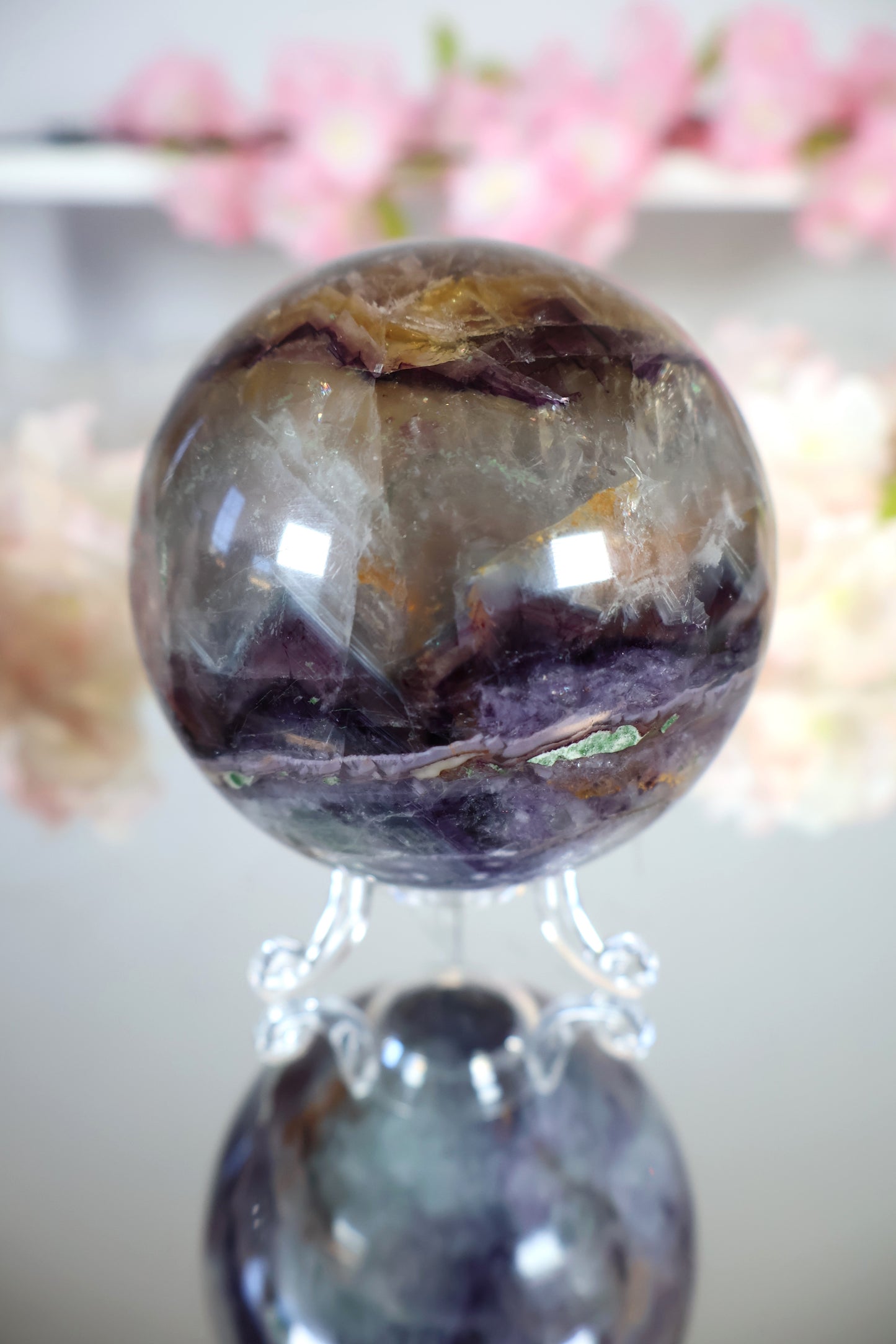 Regenbogen Fluorit Kugel mit Mica | FK3