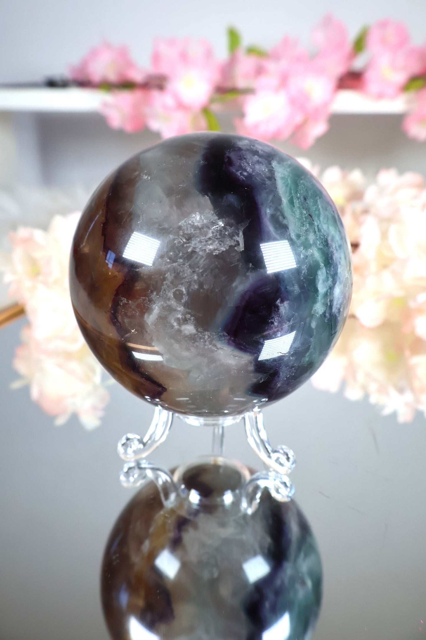 Regenbogen Fluorit Kugel mit Mica | FK4