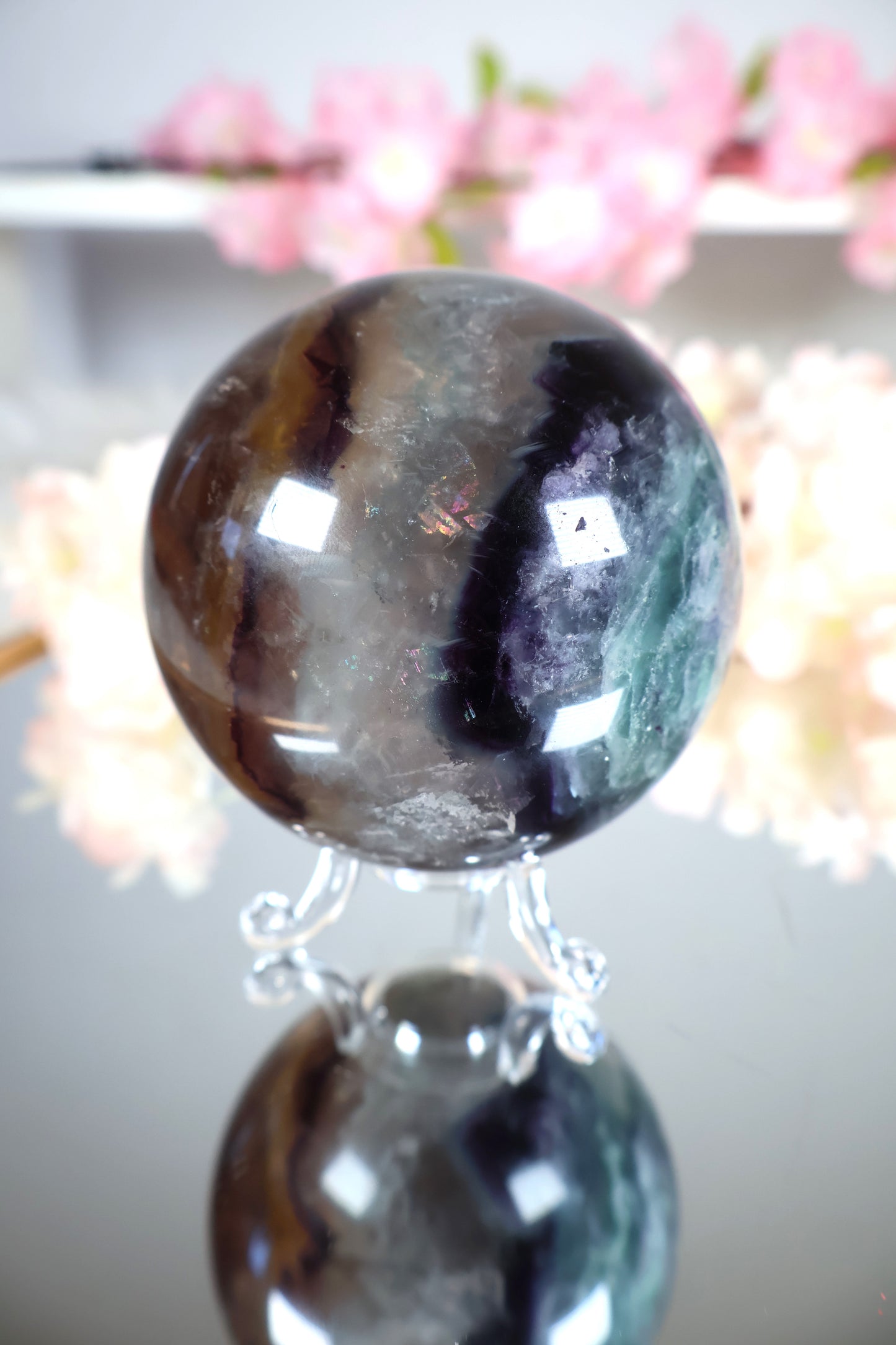 Regenbogen Fluorit Kugel mit Mica | FK4