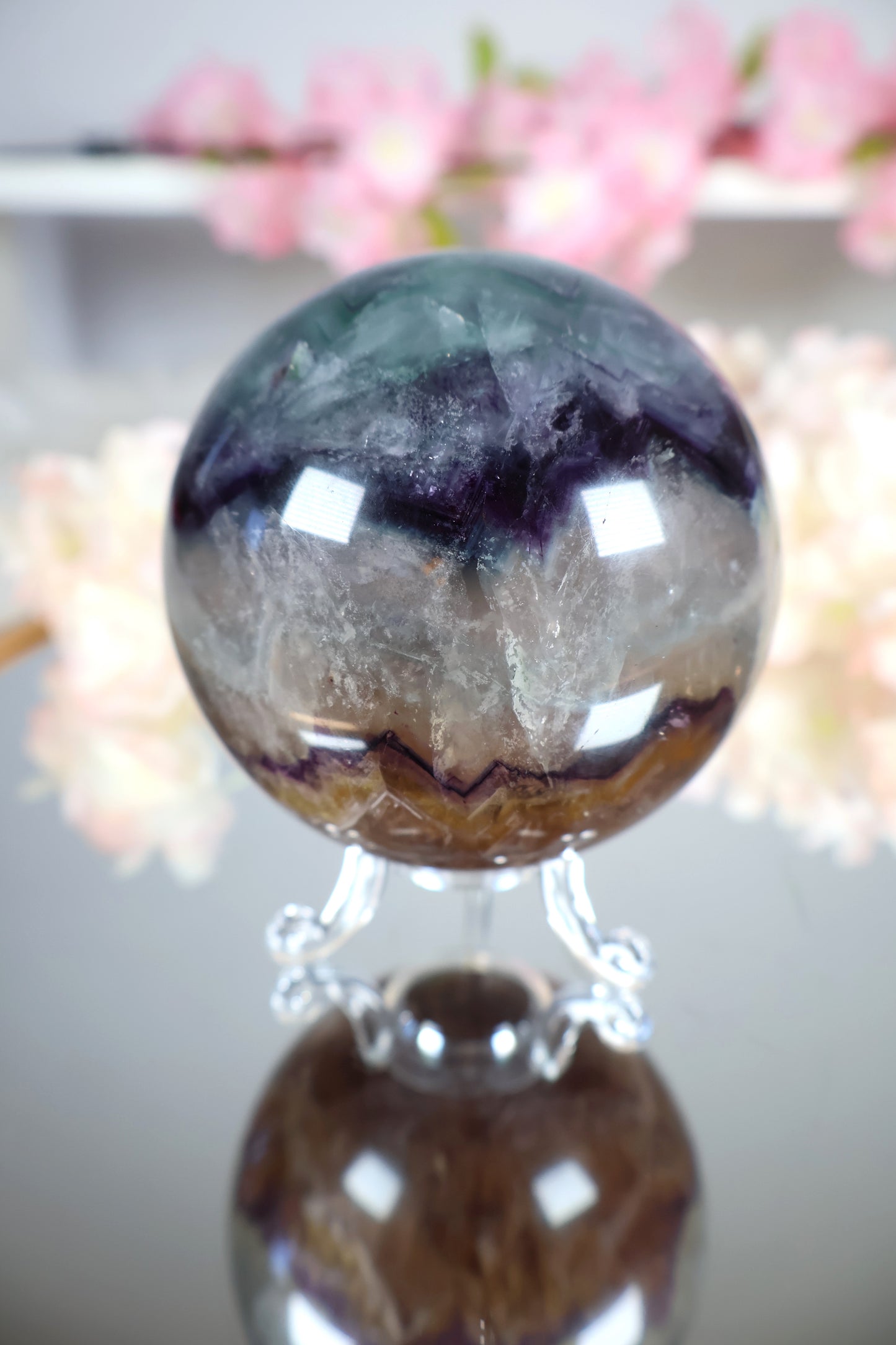 Regenbogen Fluorit Kugel mit Mica | FK4