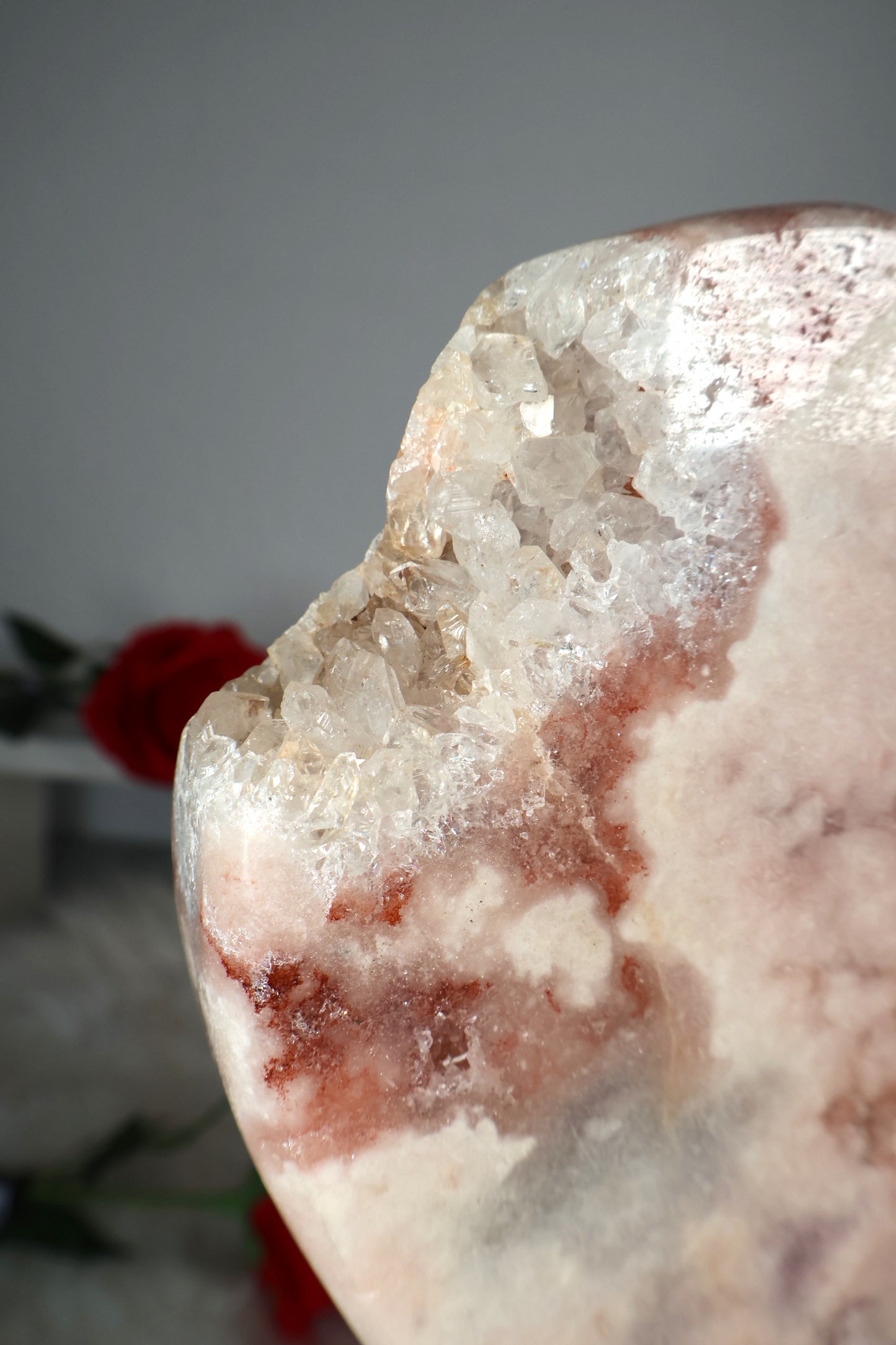 XXL Pink Amethyst Herz auf Ständer | PAH15