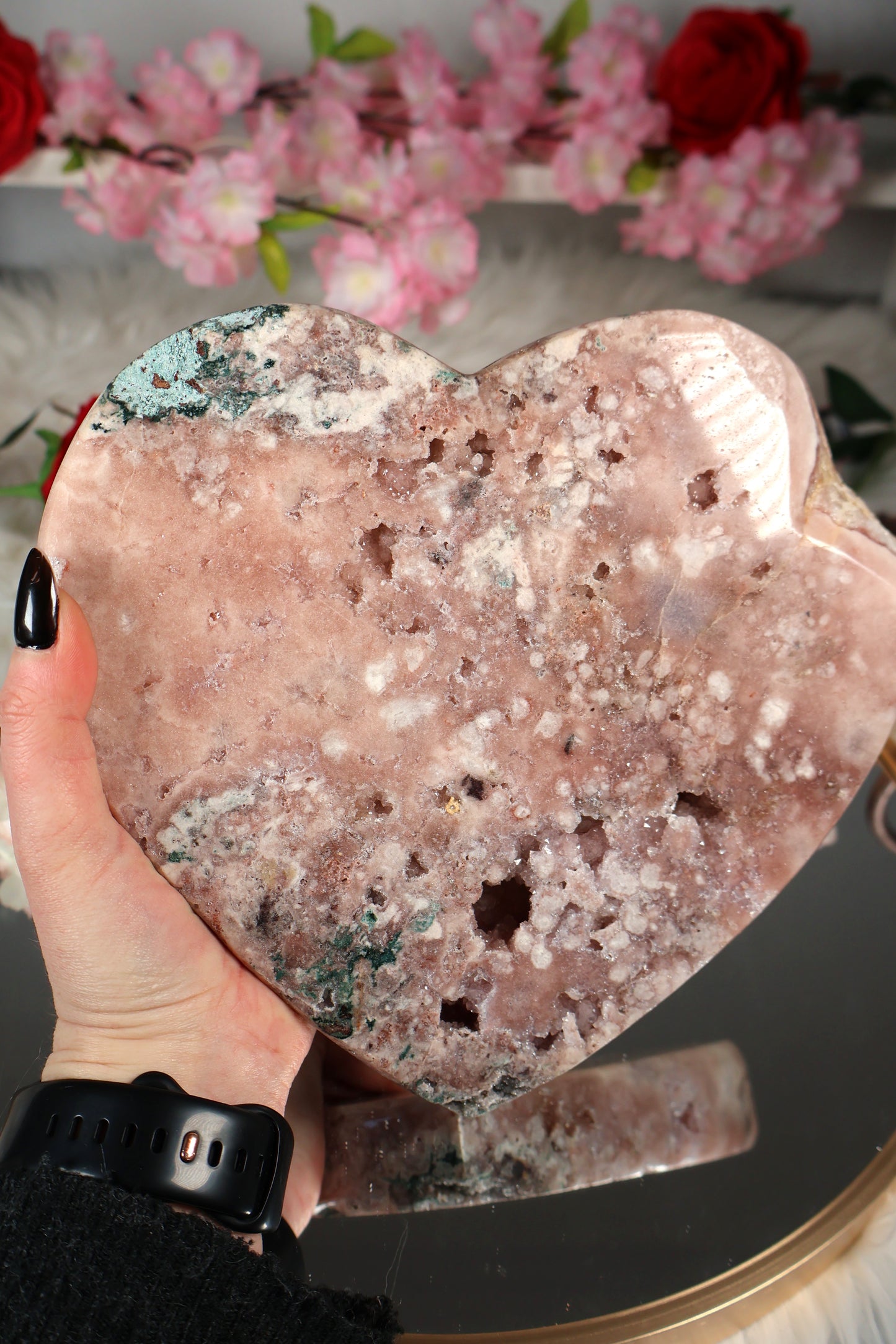 XXL Pink Amethyst Herz auf Ständer | PAH15