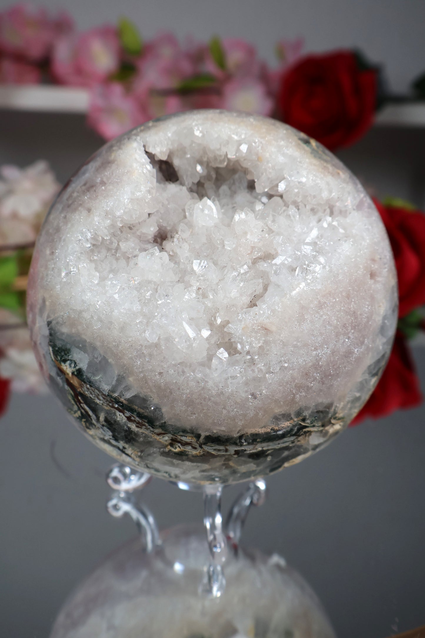 Pink Amethyst Kugel druzy mit grünen Jaspis | PAK16