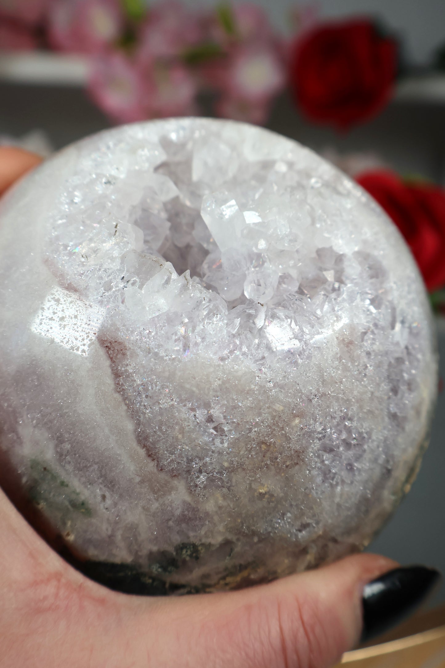 Pink Amethyst Kugel druzy mit grünen Jaspis | PAK16