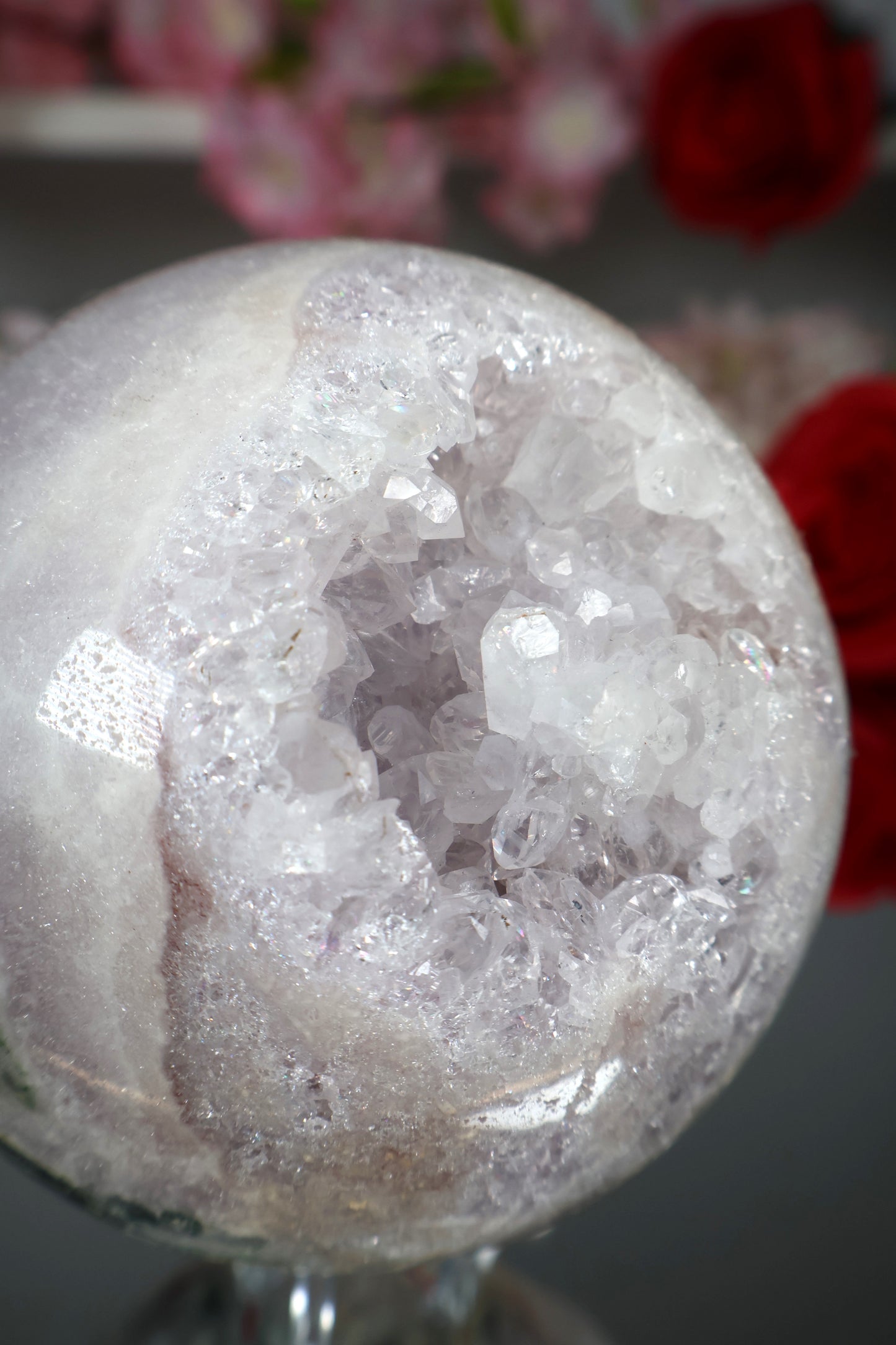Pink Amethyst Kugel druzy mit grünen Jaspis | PAK16