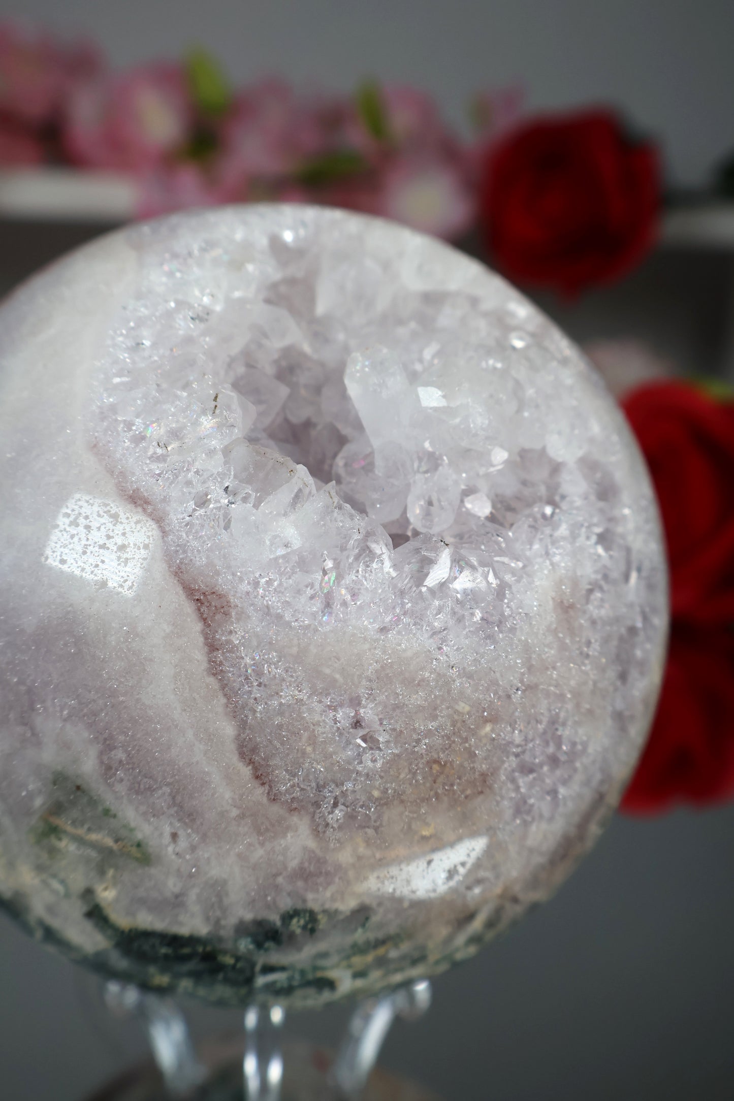 Pink Amethyst Kugel druzy mit grünen Jaspis | PAK16