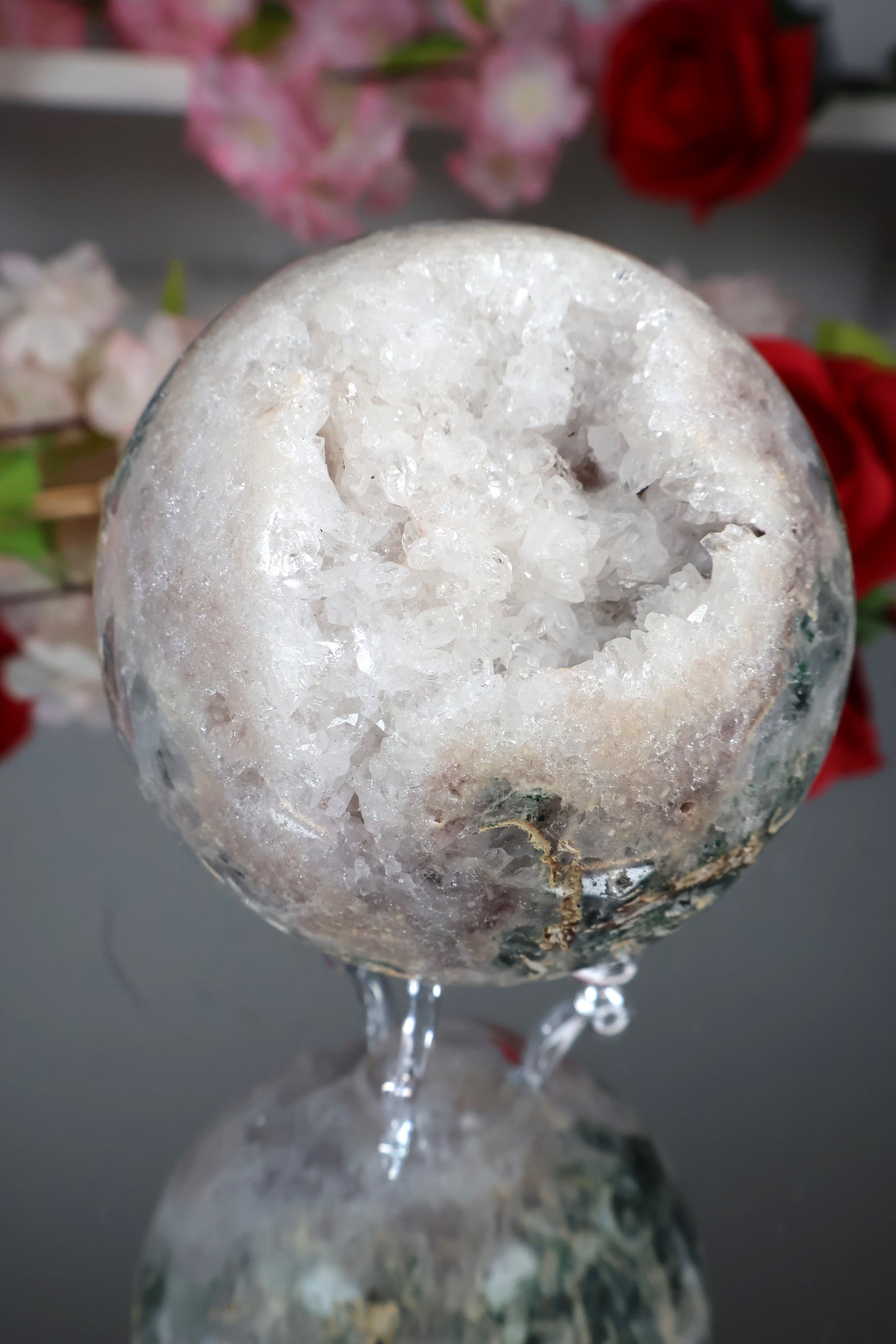 Pink Amethyst Kugel druzy mit grünen Jaspis | PAK16