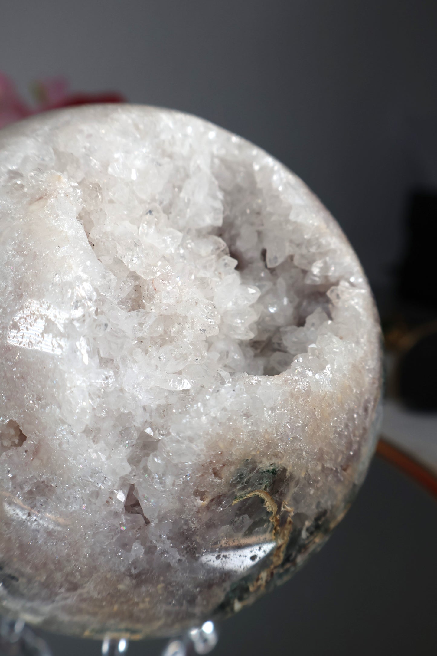 Pink Amethyst Kugel druzy mit grünen Jaspis | PAK16