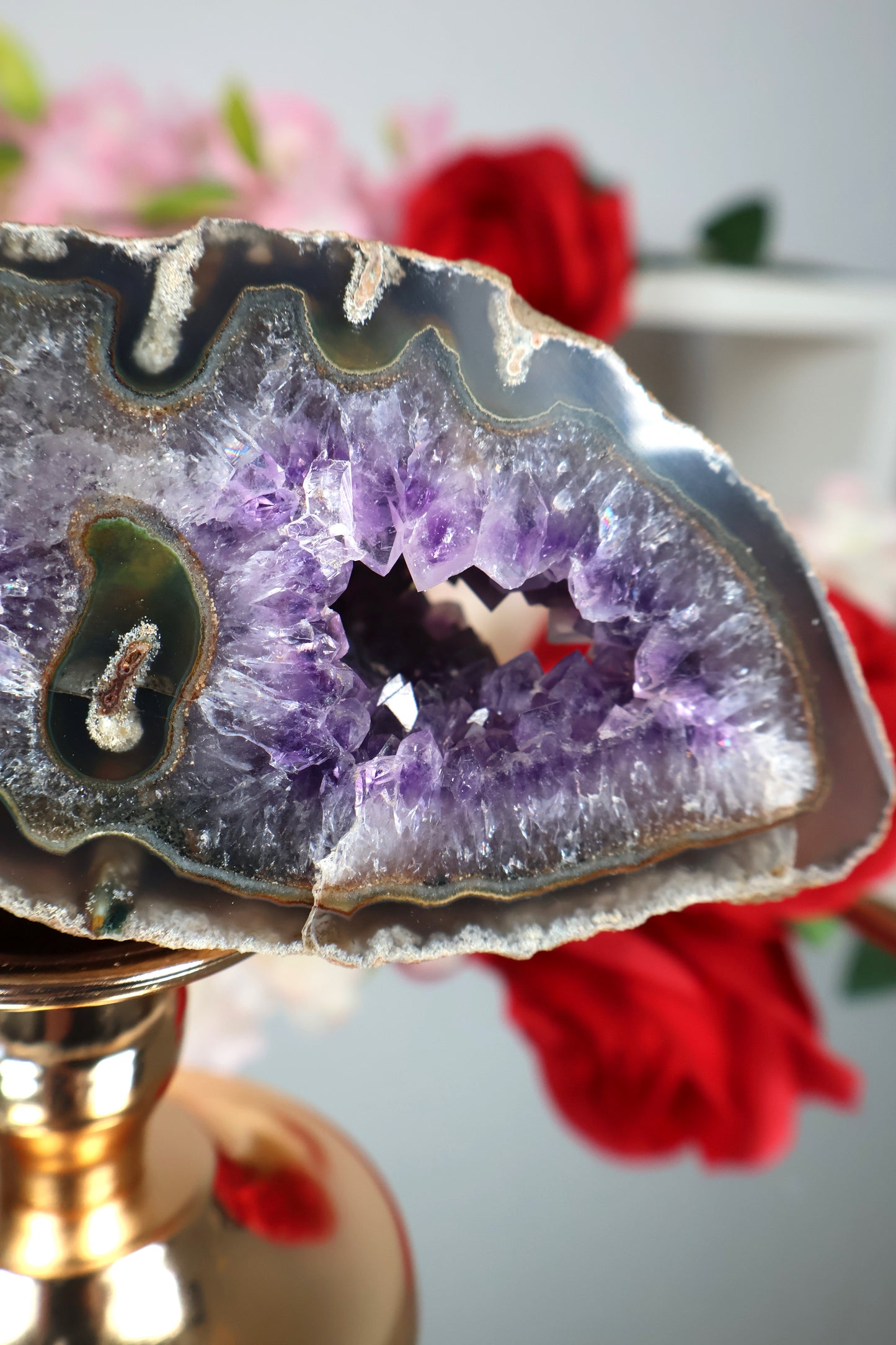 Amethyst Geoden Höhle mit Achat | AGH9