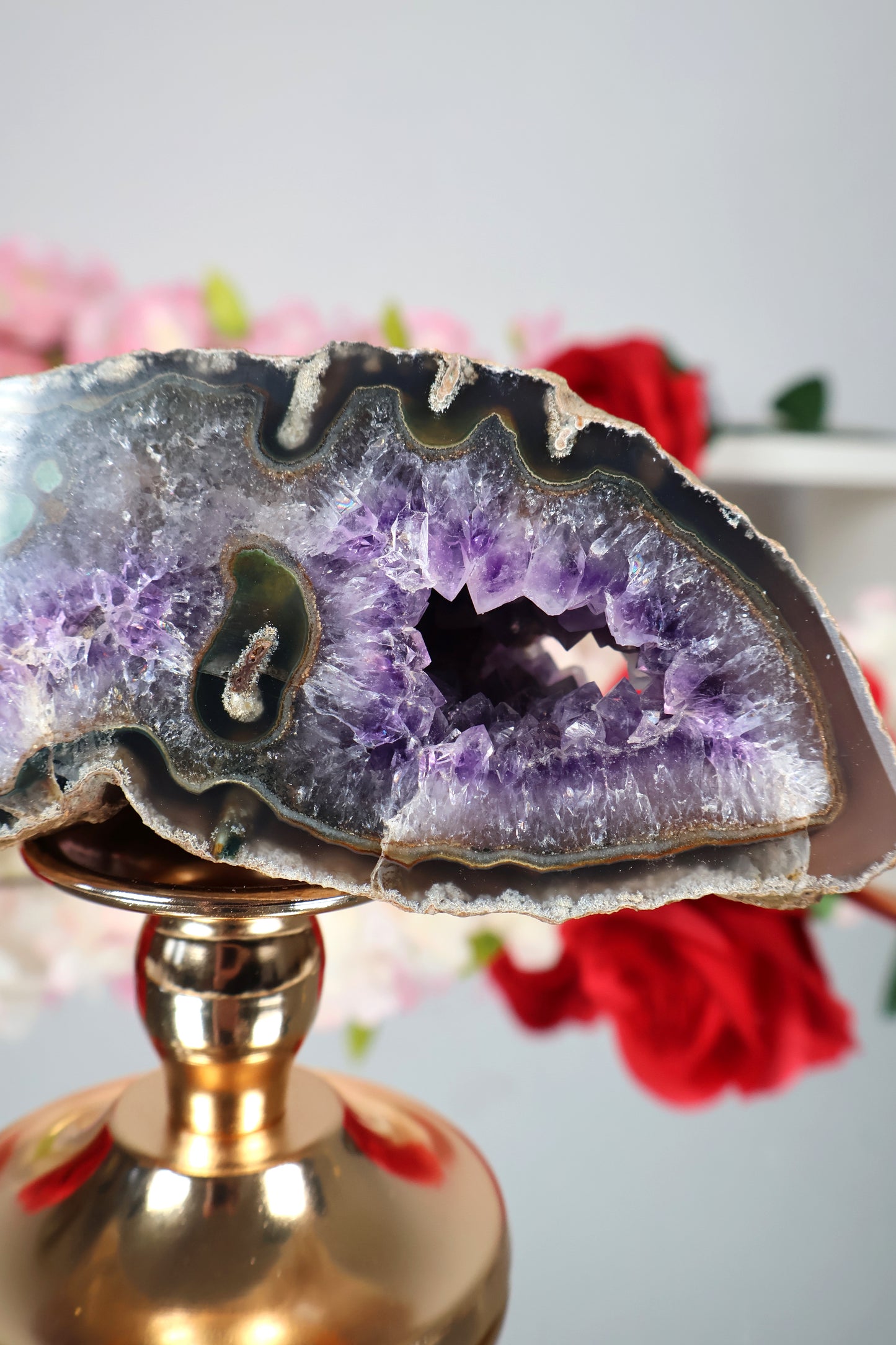 Amethyst Geoden Höhle mit Achat | AGH9