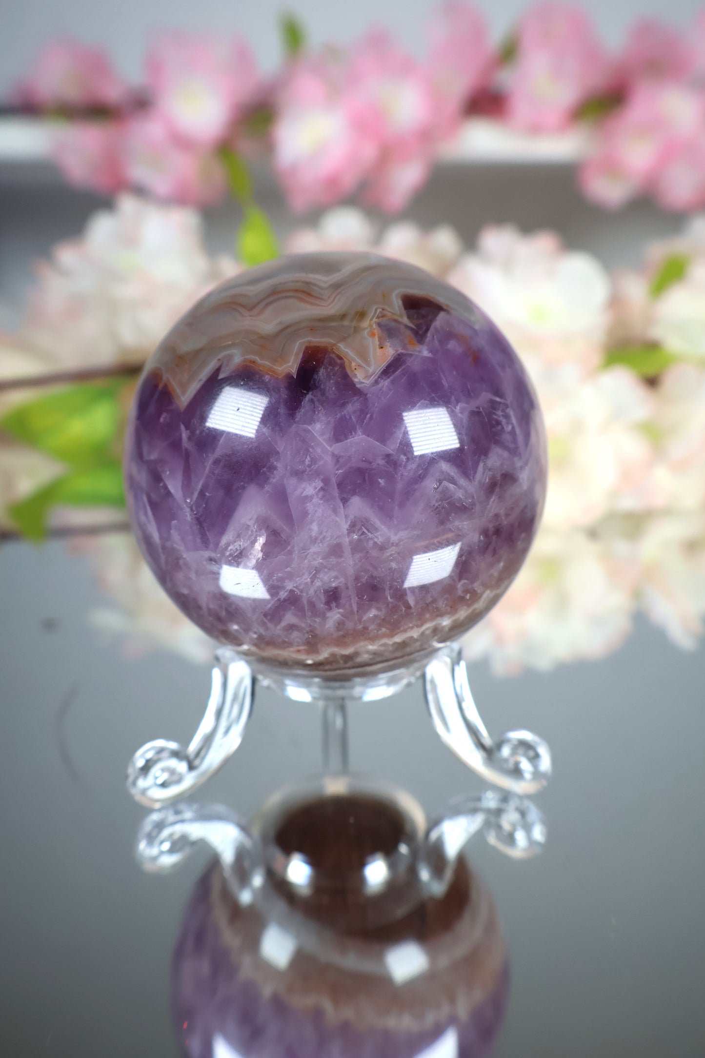 Amethyst Lace Achat Kugel | AK15