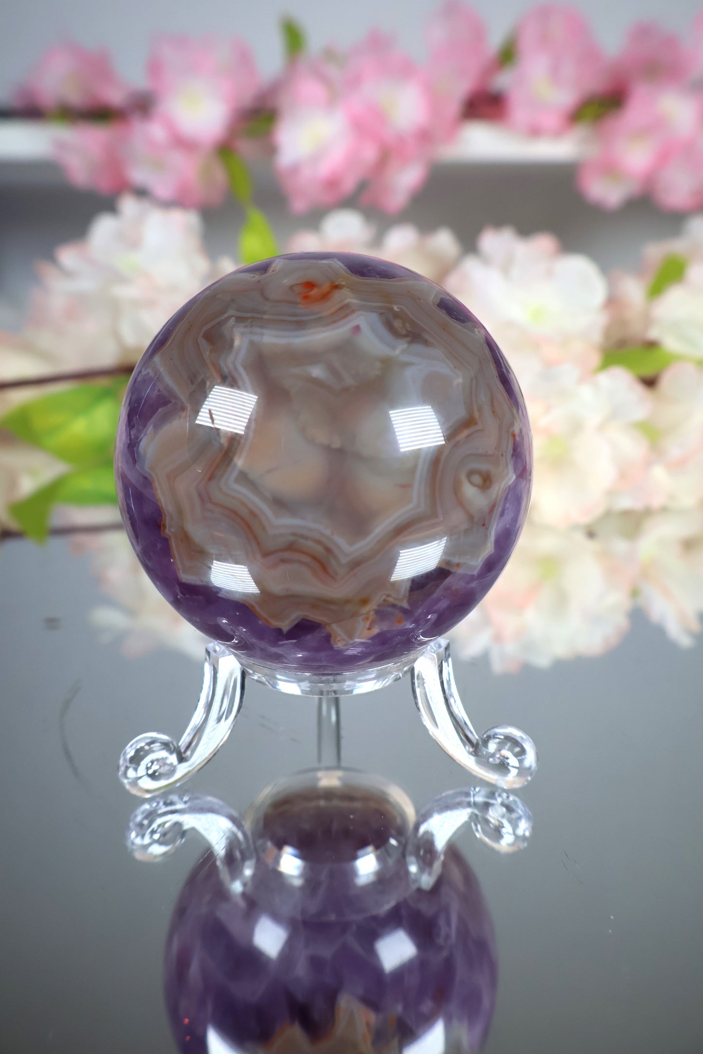 Amethyst Lace Achat Kugel | AK15