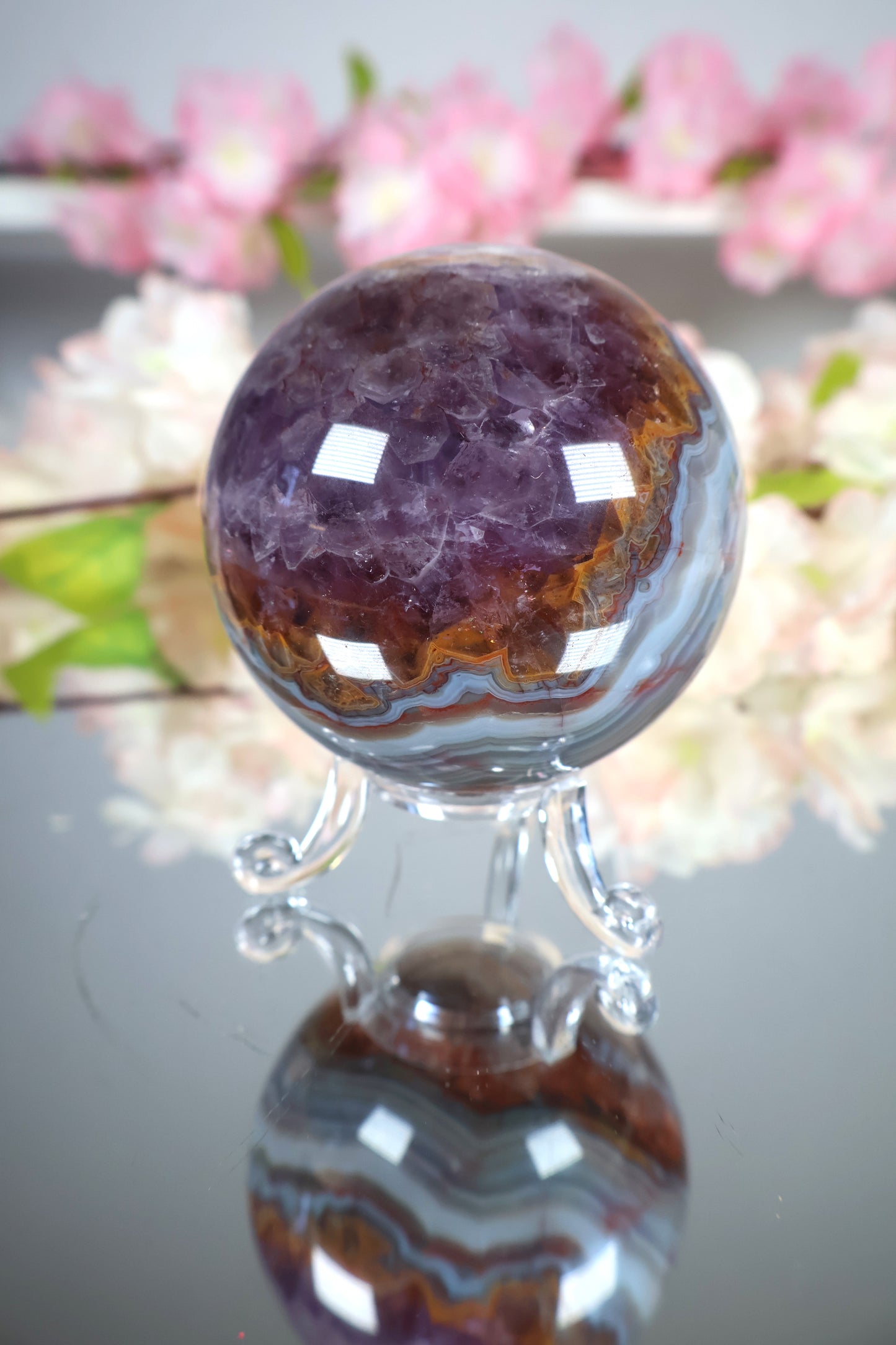Amethyst Lace Achat Kugel | AK16