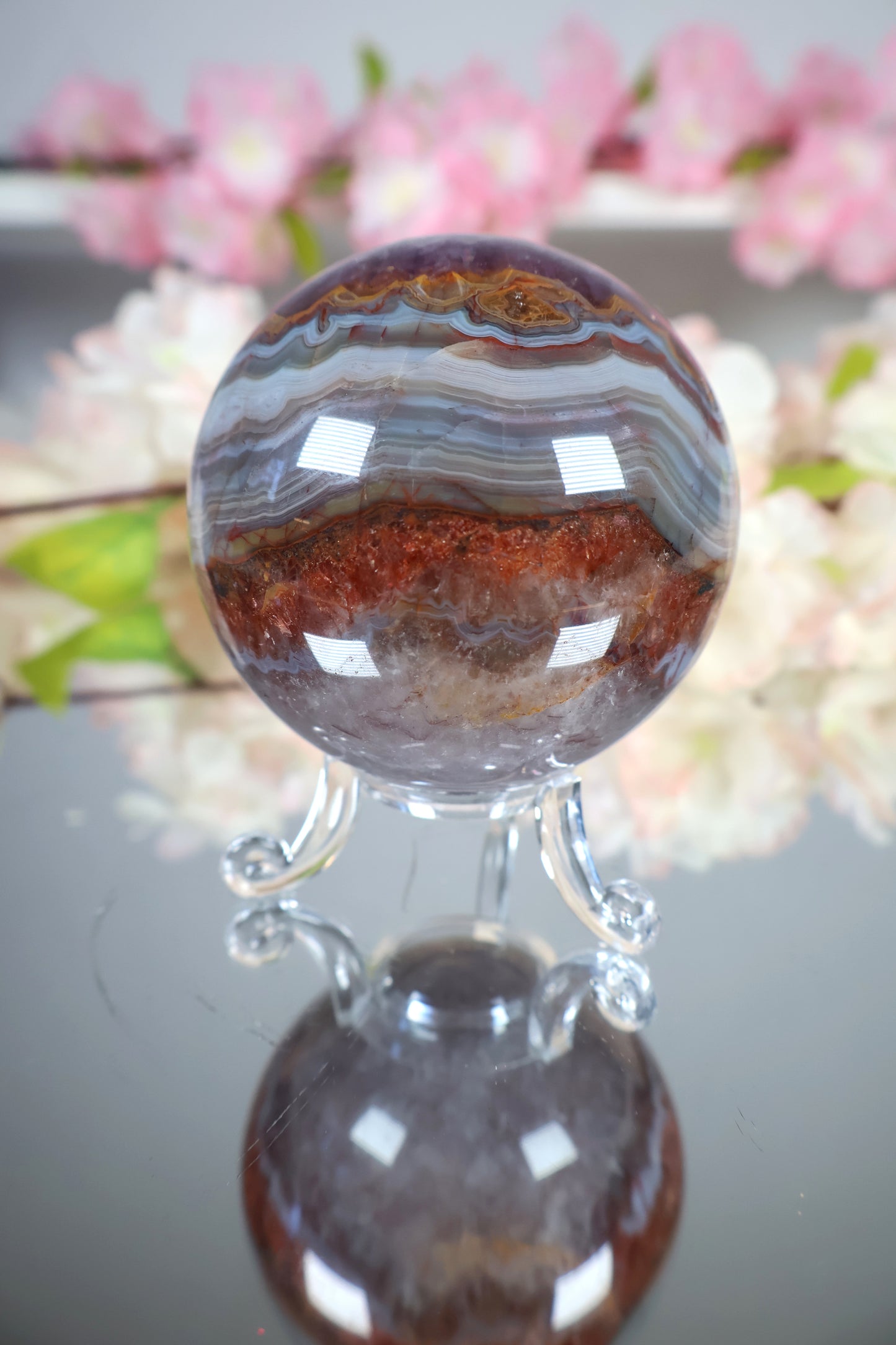 Amethyst Lace Achat Kugel | AK16