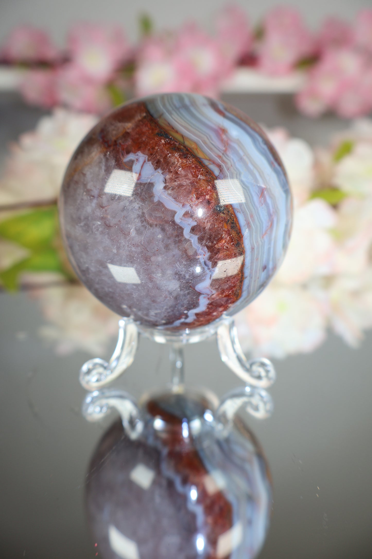 Amethyst Lace Achat Kugel | AK16