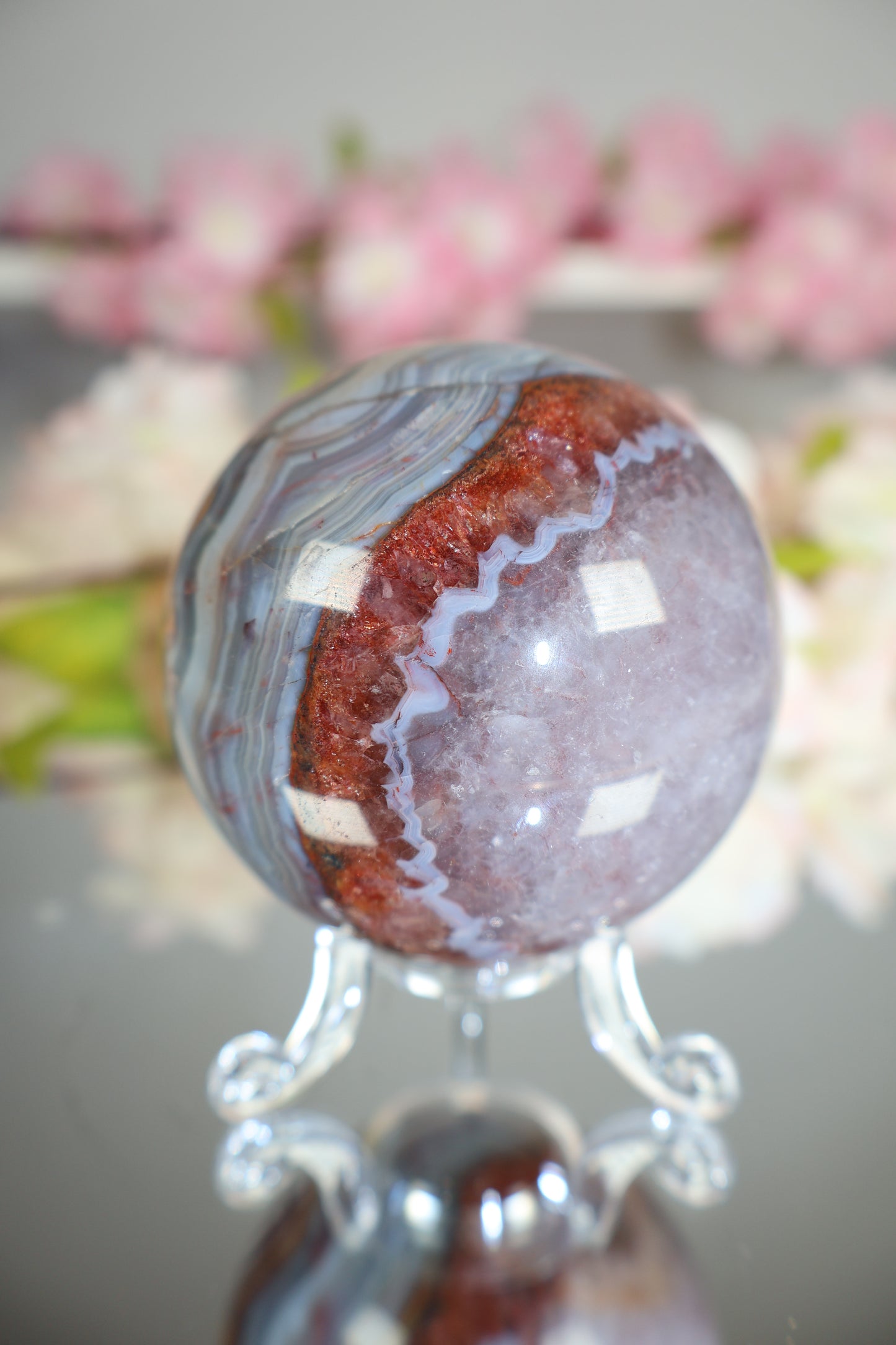 Amethyst Lace Achat Kugel | AK16