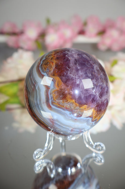 Amethyst Lace Achat Kugel | AK16