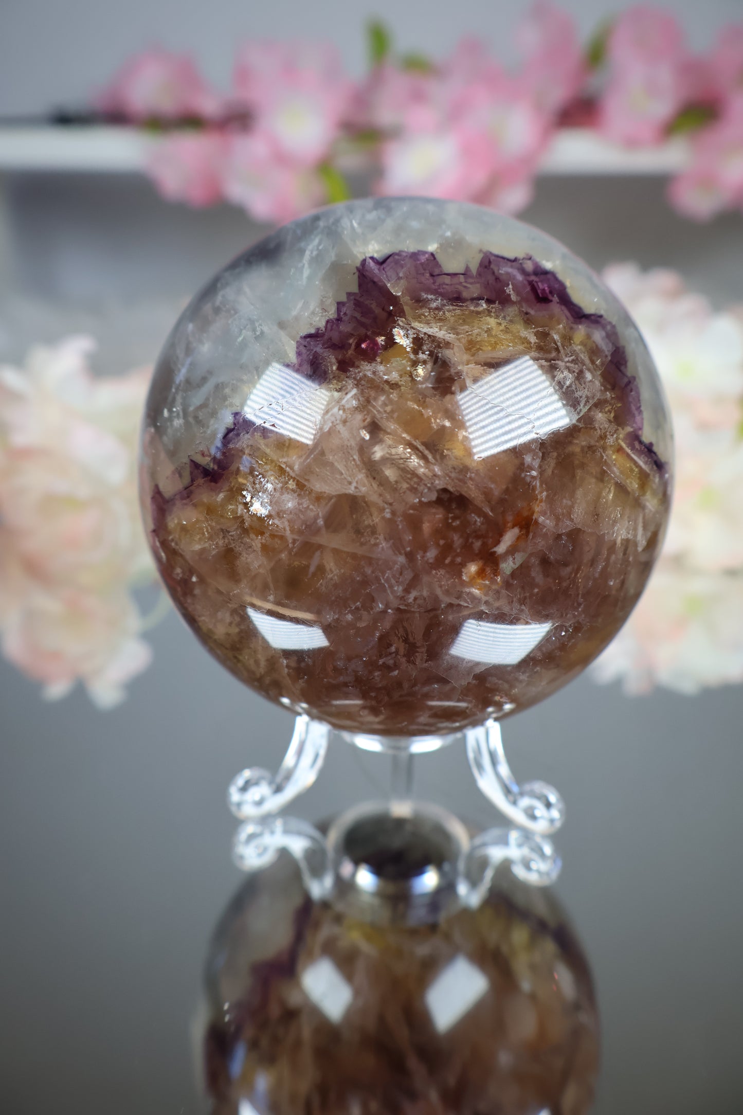 Regenbogen Fluorit Kugel mit Mica | FK3