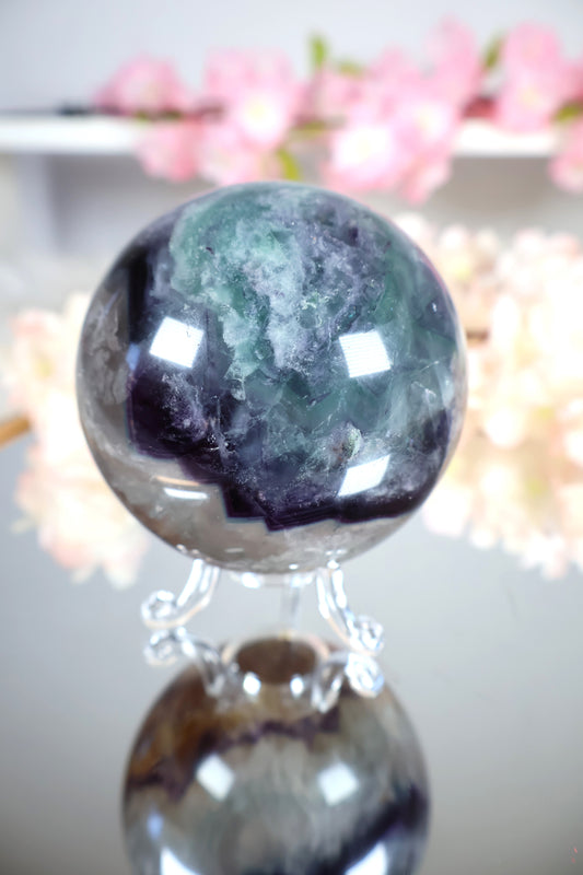 Regenbogen Fluorit Kugel mit Mica | FK4