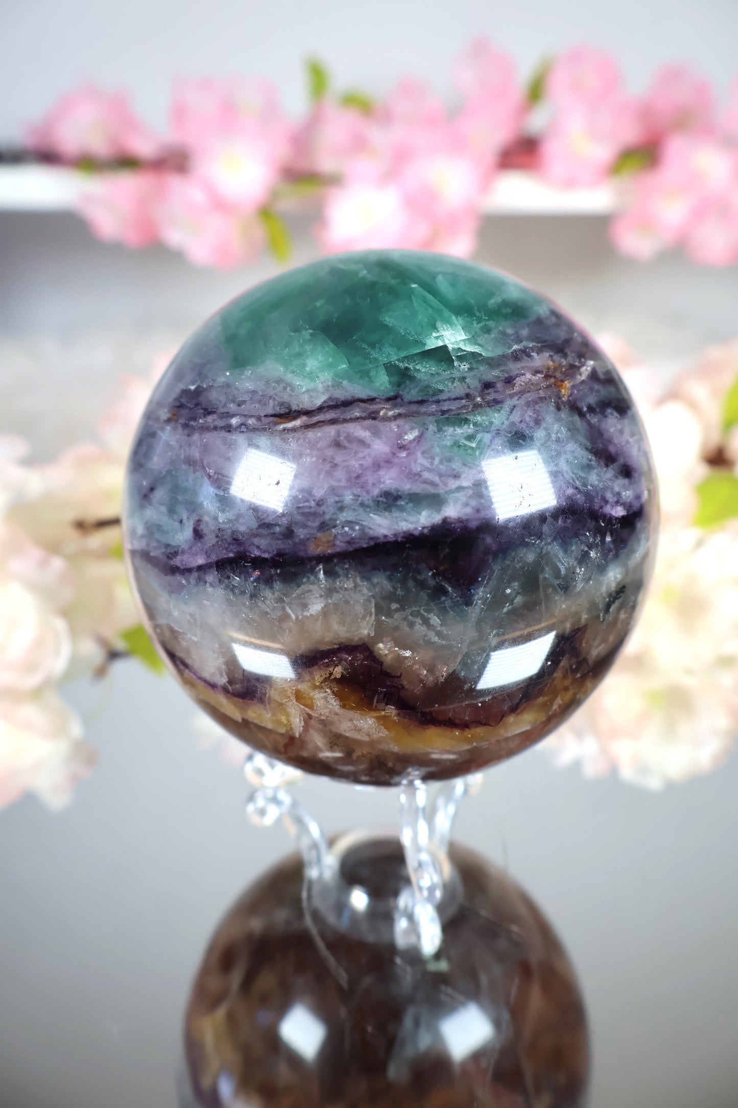 Regenbogen Fluorit Kugel mit Mica | FK5