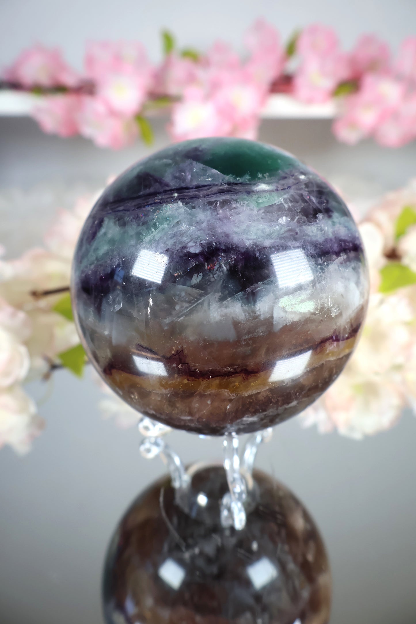 Regenbogen Fluorit Kugel mit Mica | FK5