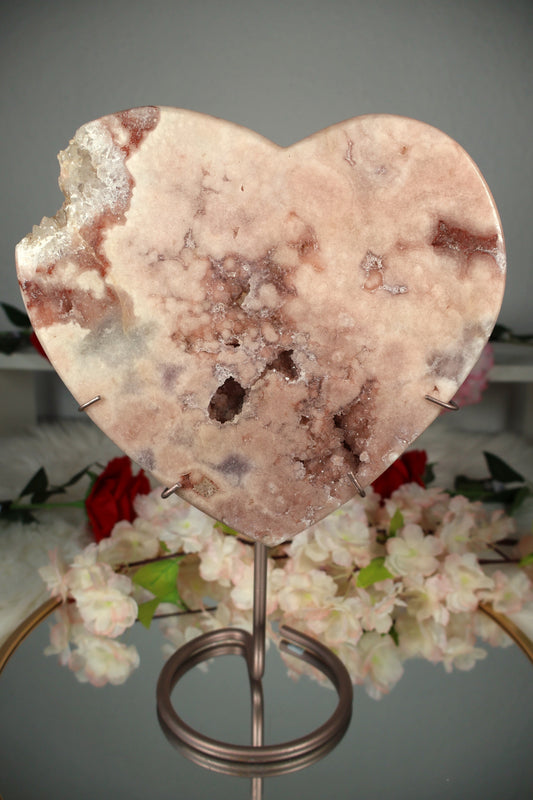 XXL Pink Amethyst Herz auf Ständer | PAH15