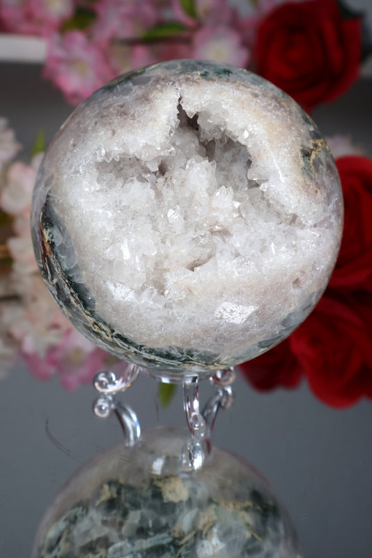 Pink Amethyst Kugel druzy mit grünen Jaspis | PAK16