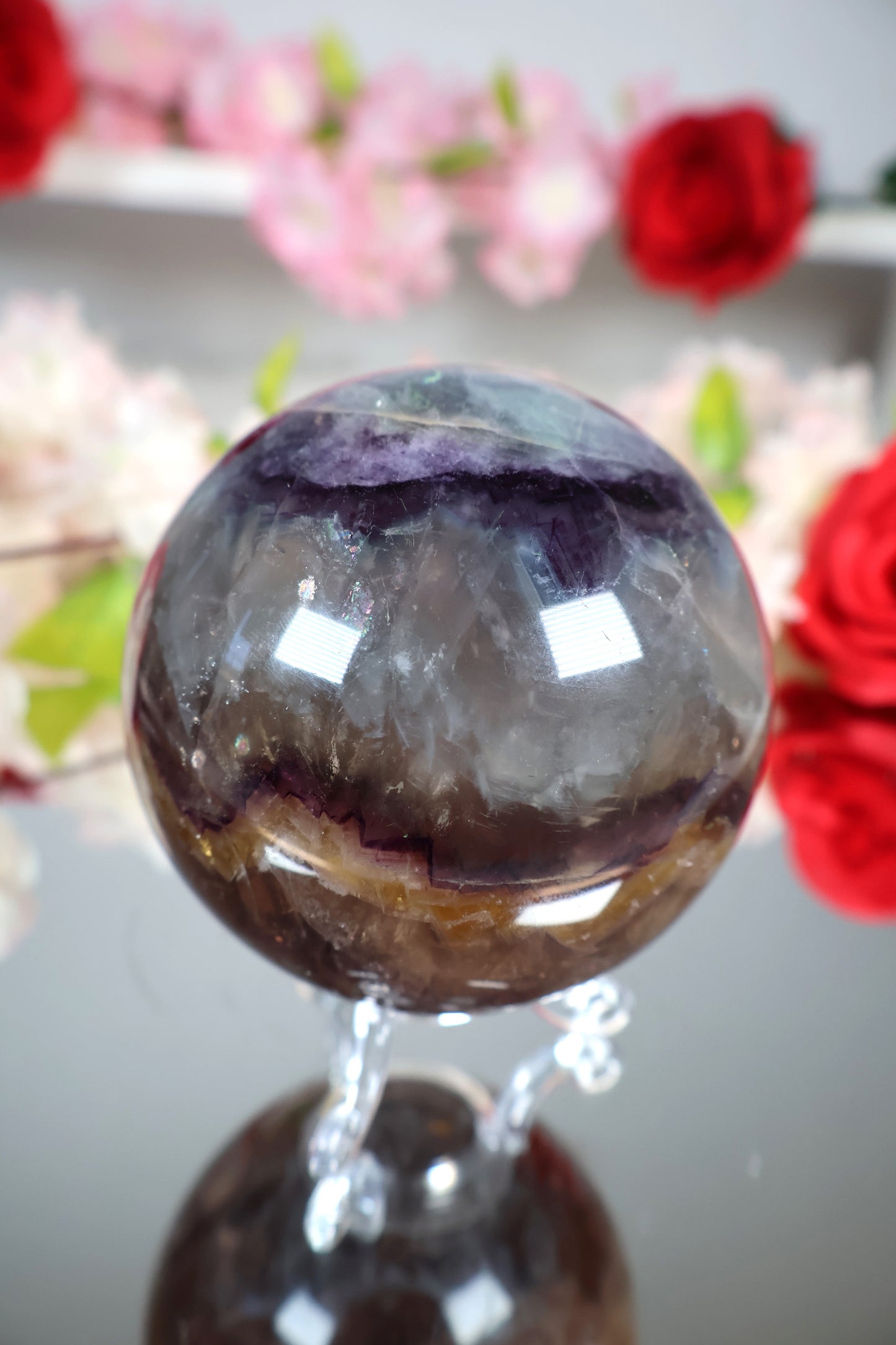 Regenbogen Fluorit Kugel mit Mica | FK1